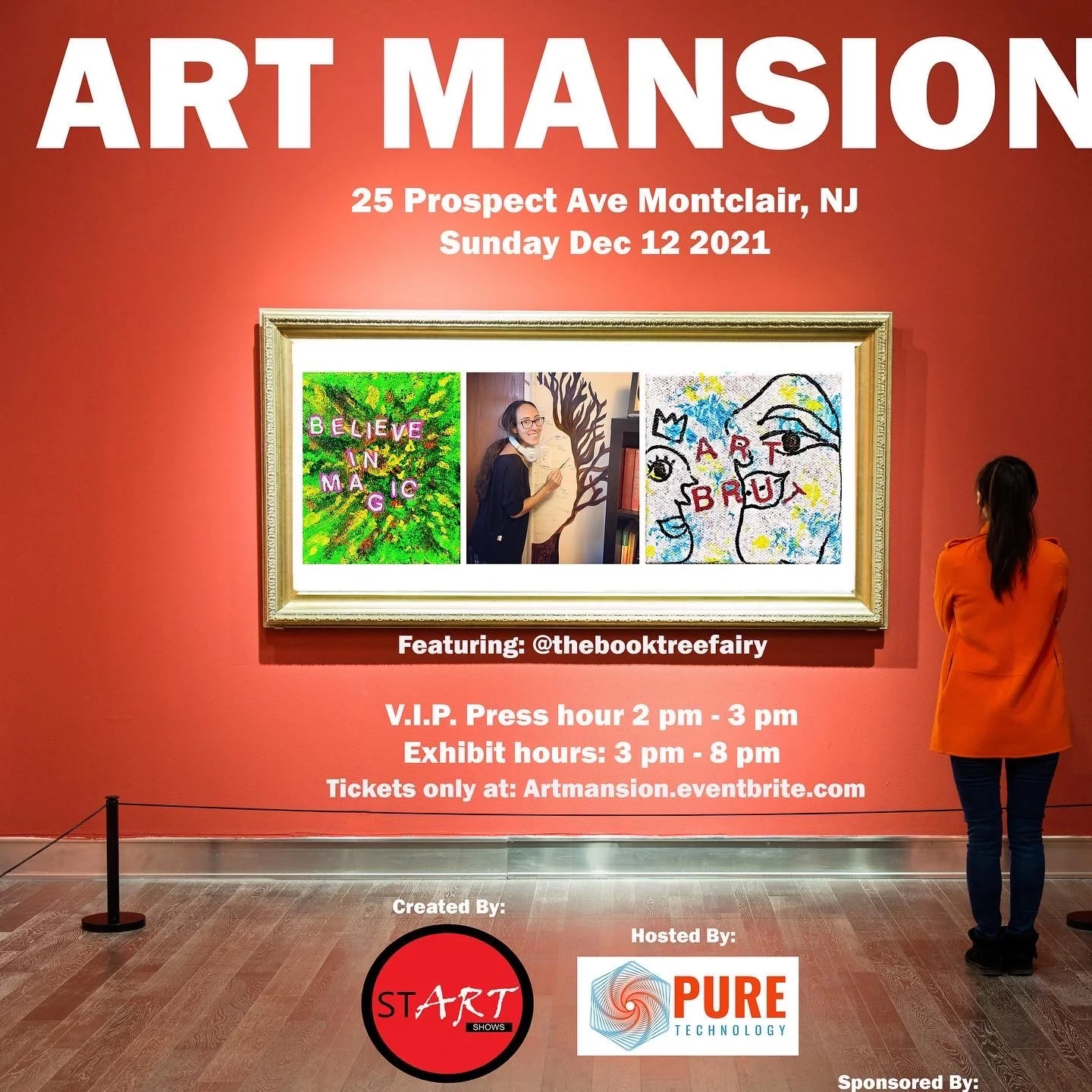 Art Mansion Flyer, featuring "Believe in Magic #1" and "Art Brut." December 2021. 