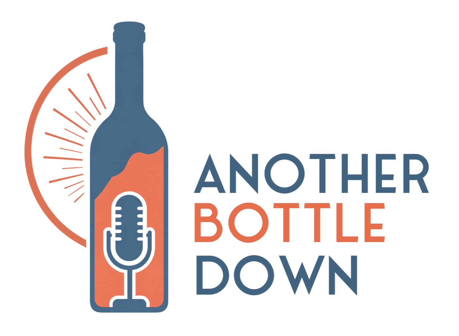 Logo for a podcast or show titled 'Another Point' with a graphic of a bottle and a microphone, and a half orange and red sunburst behind the bottle.