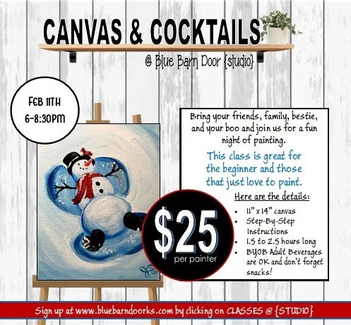 02.11.2026 @ 6pm SNOWMAN ANGEL Canvas & Cocktails {$25}