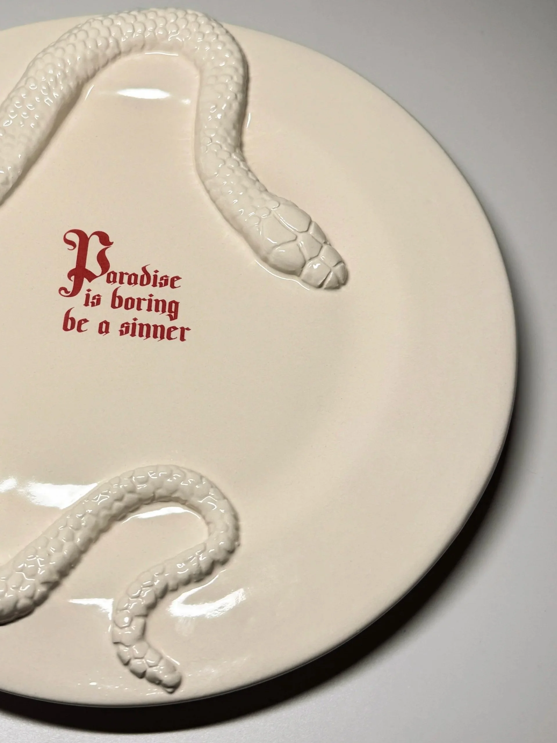 Forbidden Dinner Plate - "Paradise is boring be a sinner"