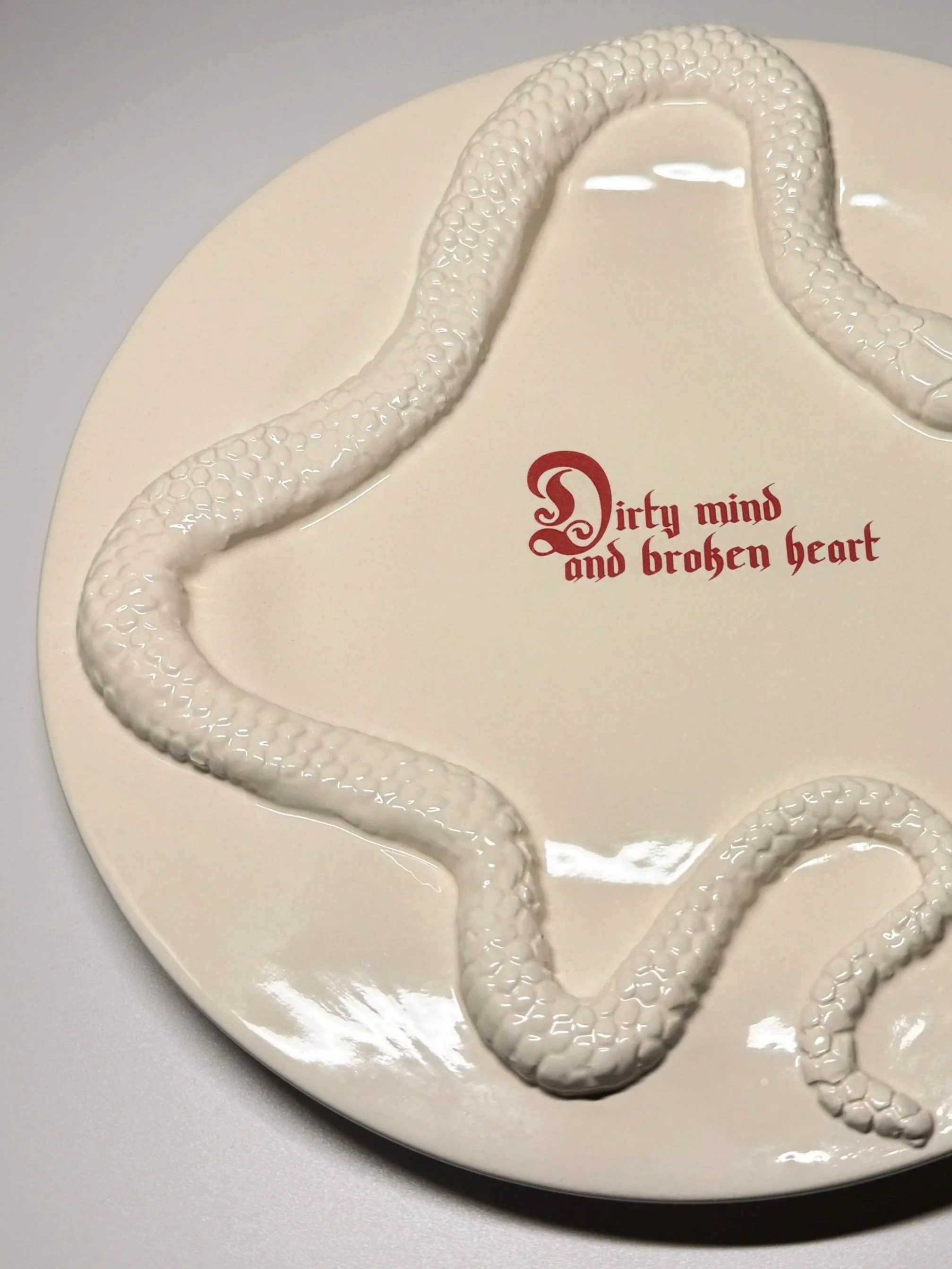 Forbidden Dinner Plate - "Dirty mind and broken heart"