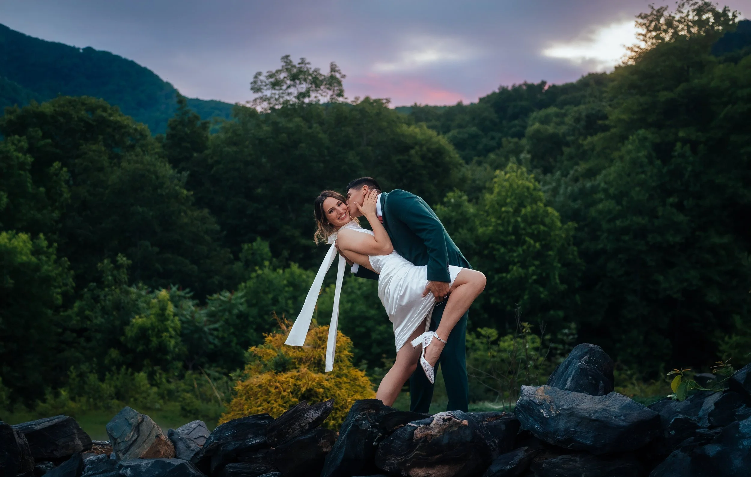 North Carolina mountain elopement shot by the Next Best Men Wedding Photographers at Redstone Estate, Burnsville, NC