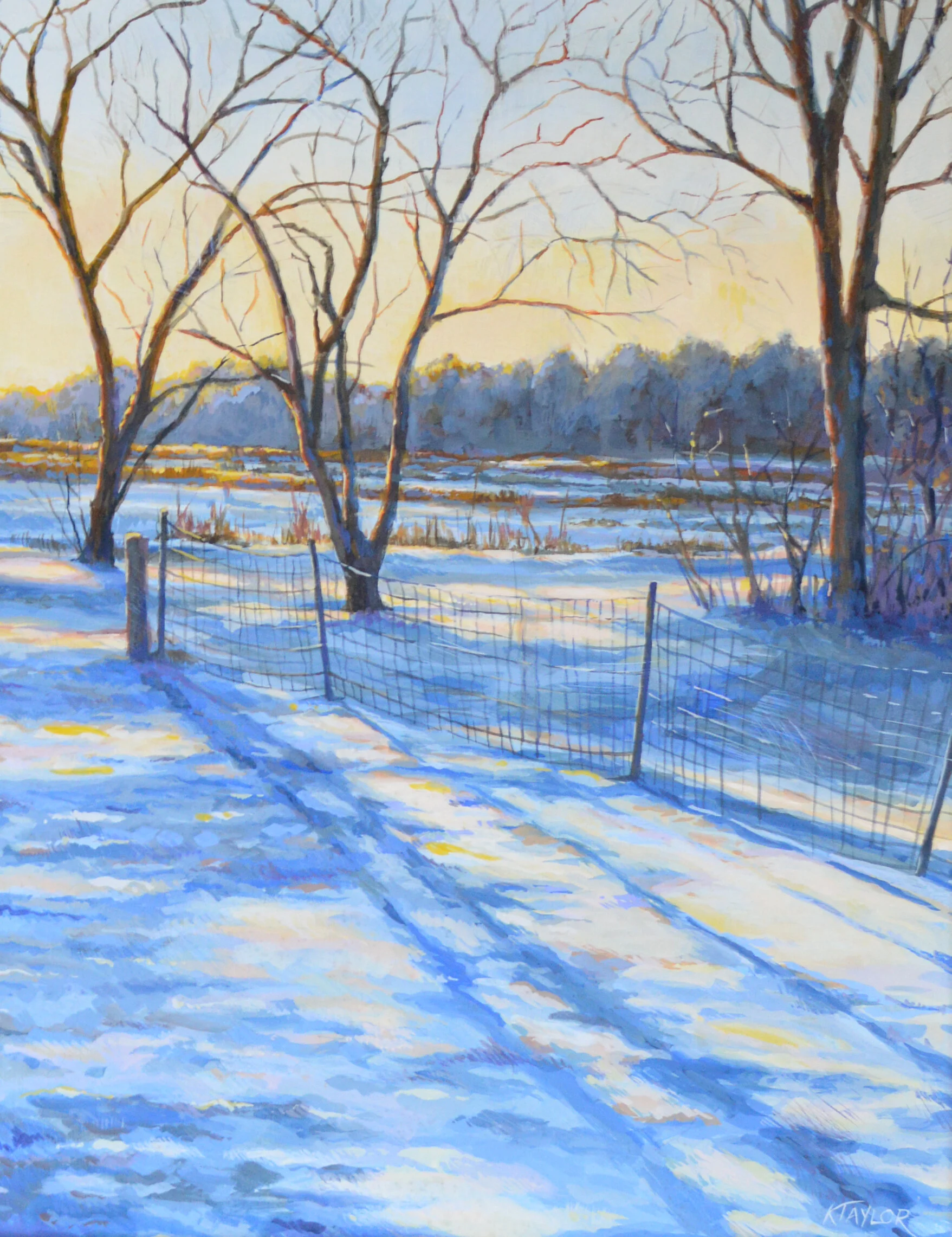 Long Shadows, 14x11" egg tempera on panel, SOLD