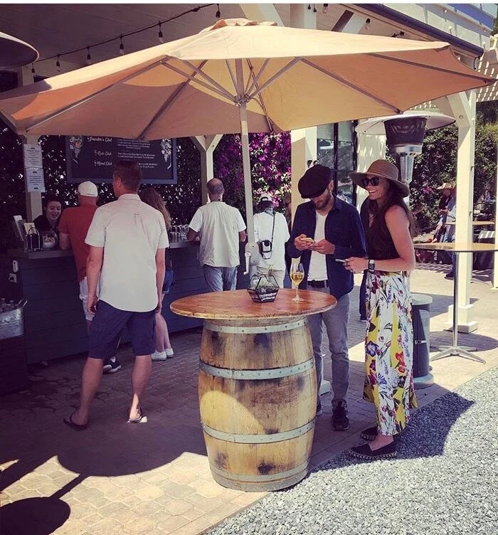 Mayer's Woodshop - Wine barrel outdoor bar tables