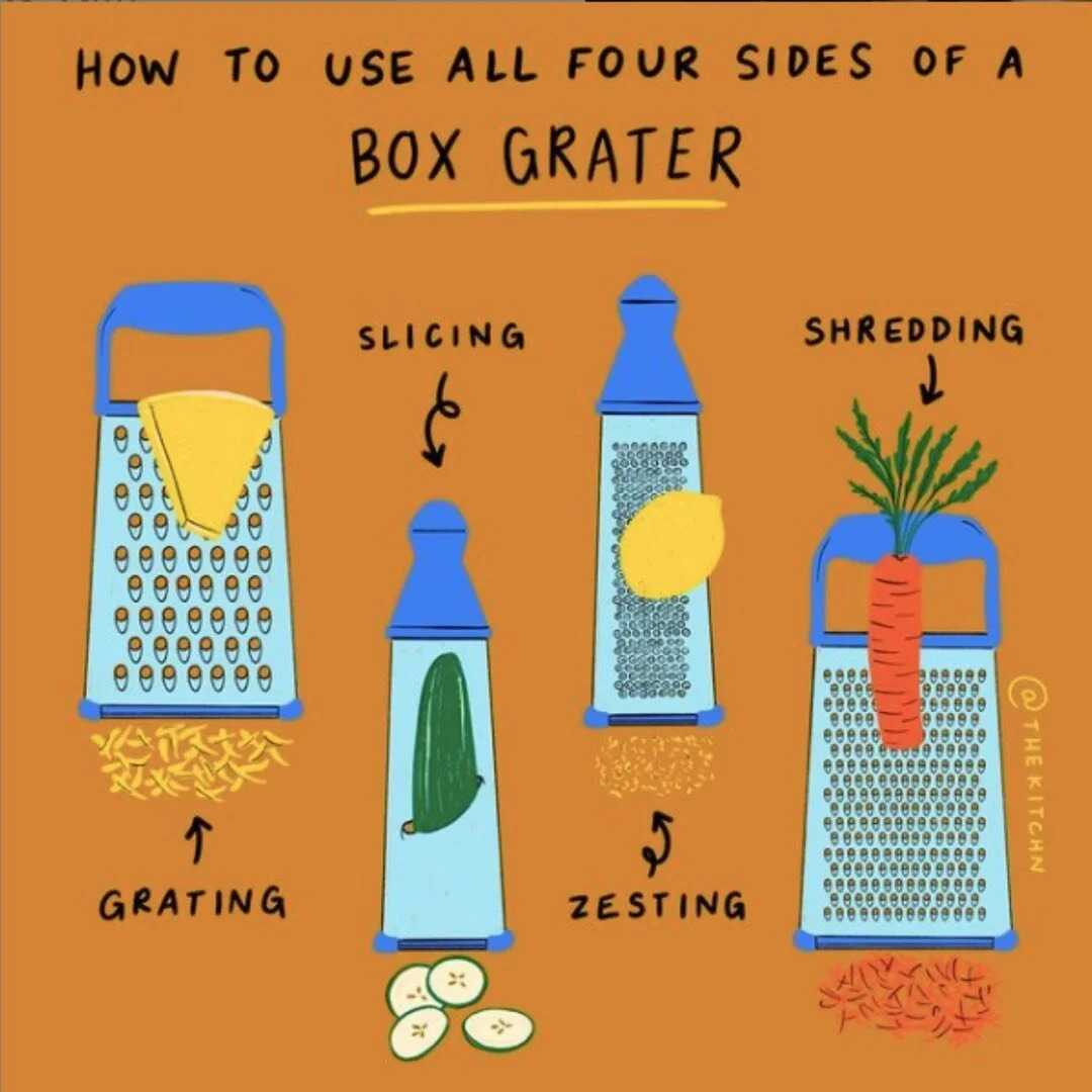 It&rsquo;s time to rethink 💭 your box grater. It&rsquo;s not just a single-use kitchen tool - you can do way more than just shred cheese. It has 4 handy sides, three of which many home cooks are ignoring 🥕

👀Check out how to use each of the four sides of a box grater as outlined by @thekitchn! 

#boxgrater #foodtip #kitchentool #foodsecurity