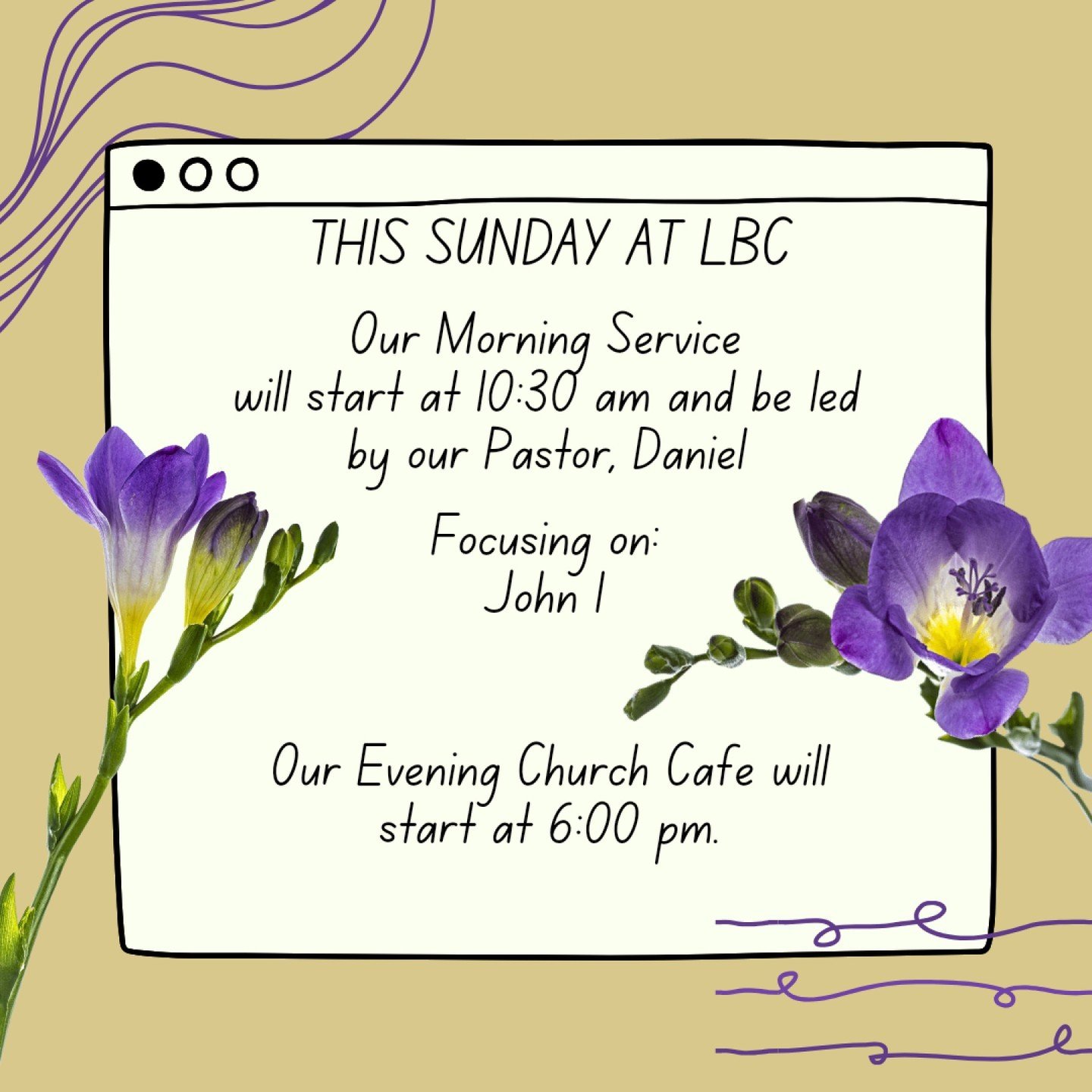 Please join us this Sunday at Lincoln Baptist Church  from 10:00 am for refreshments and fellowship before the service starts at 10:30am where our Pastor, Daniel will be focusing on John 1, recapping our series on John.

And join us again in the even