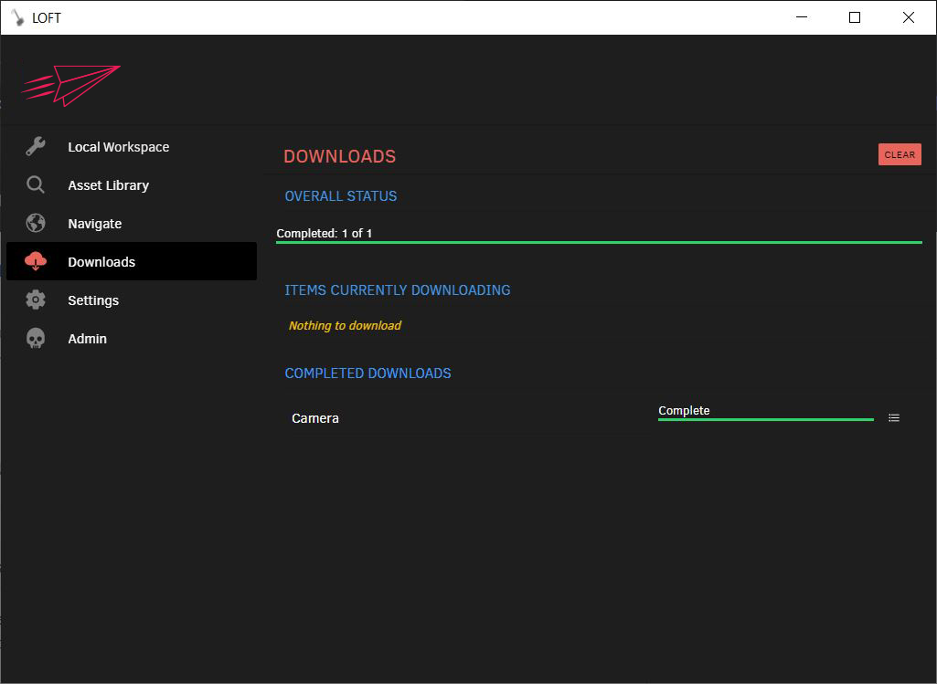 Downloads - Delivers a clean and organized view of the asset download process.