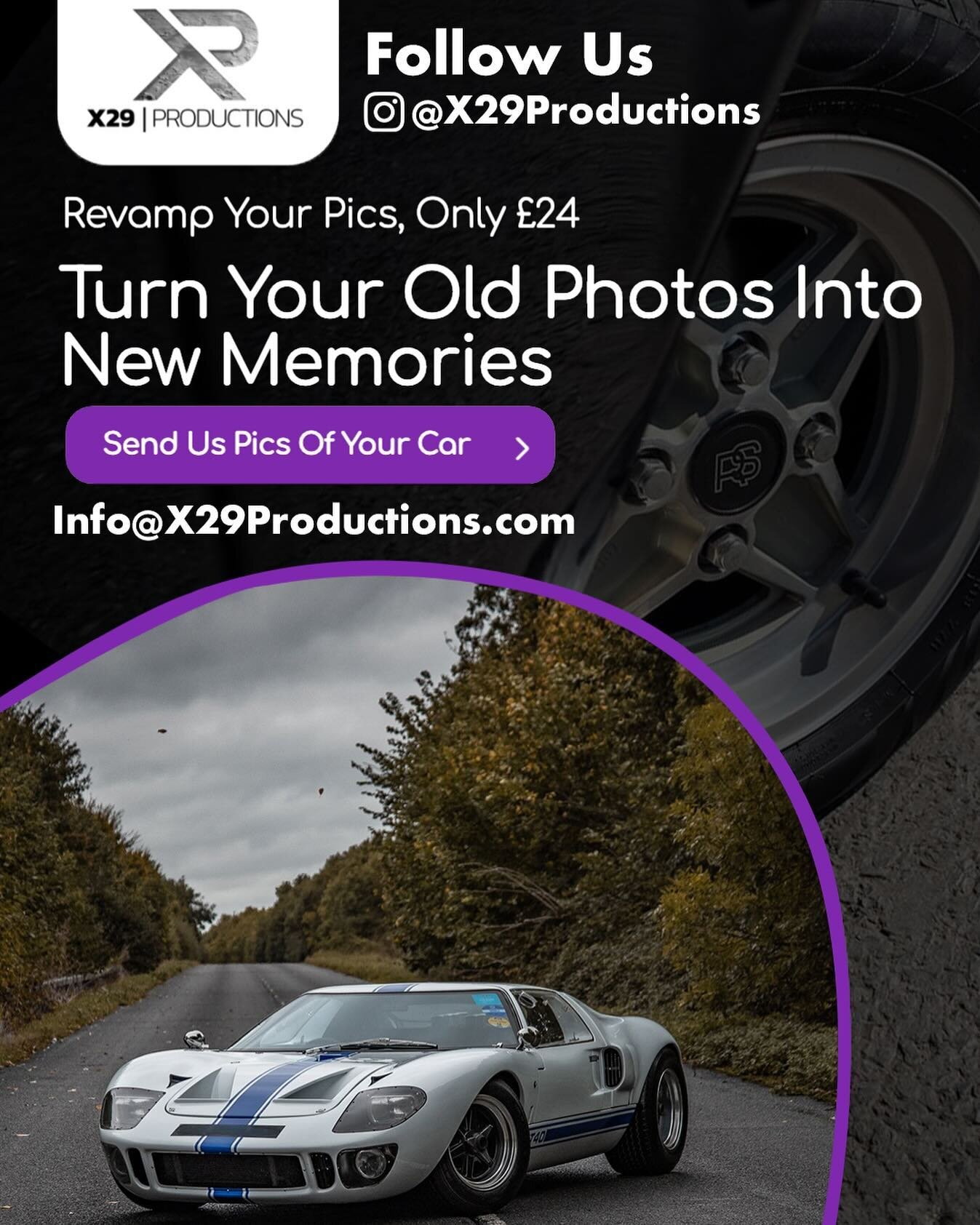 Holding onto any old photos that could use a modern refresh? Send them to Info@x29productions.com for a consultation today! Any photos welcome, although we specialise in Automotive (Classic Photos that need to be restored, as well as modern car photo