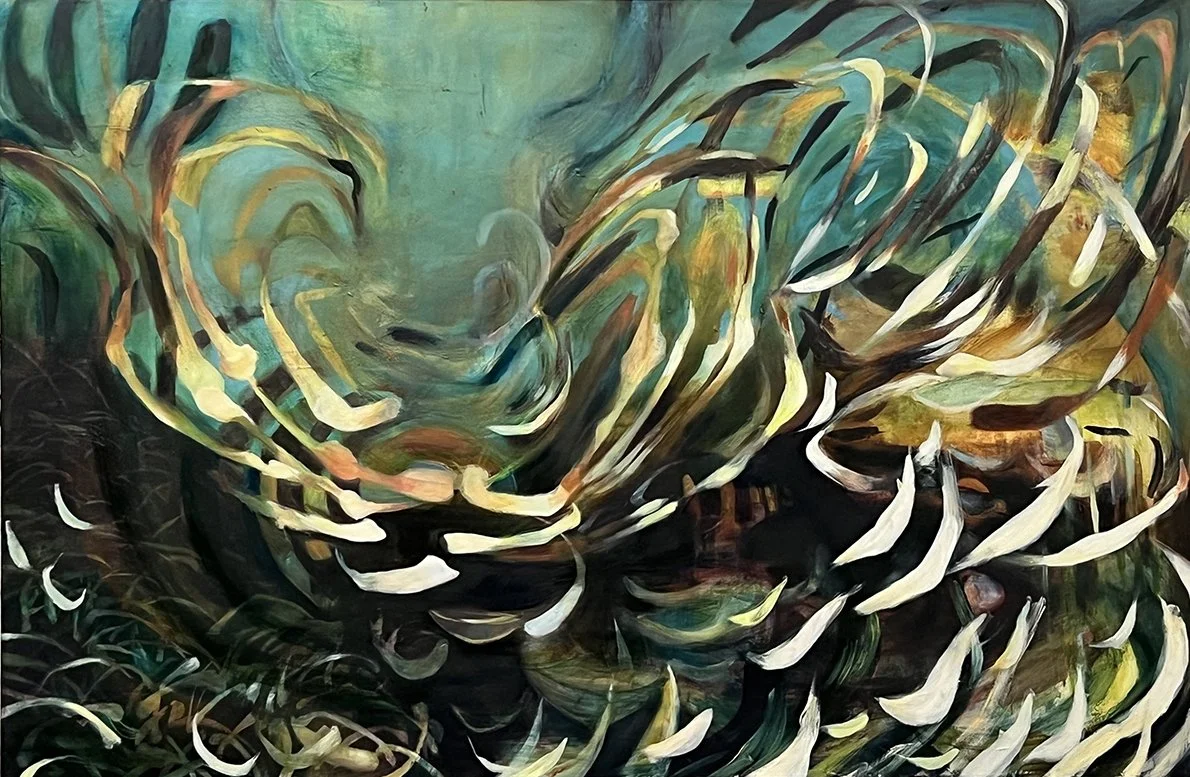 Loose wheel, 2022, oil on canvas, 72" x 48" 