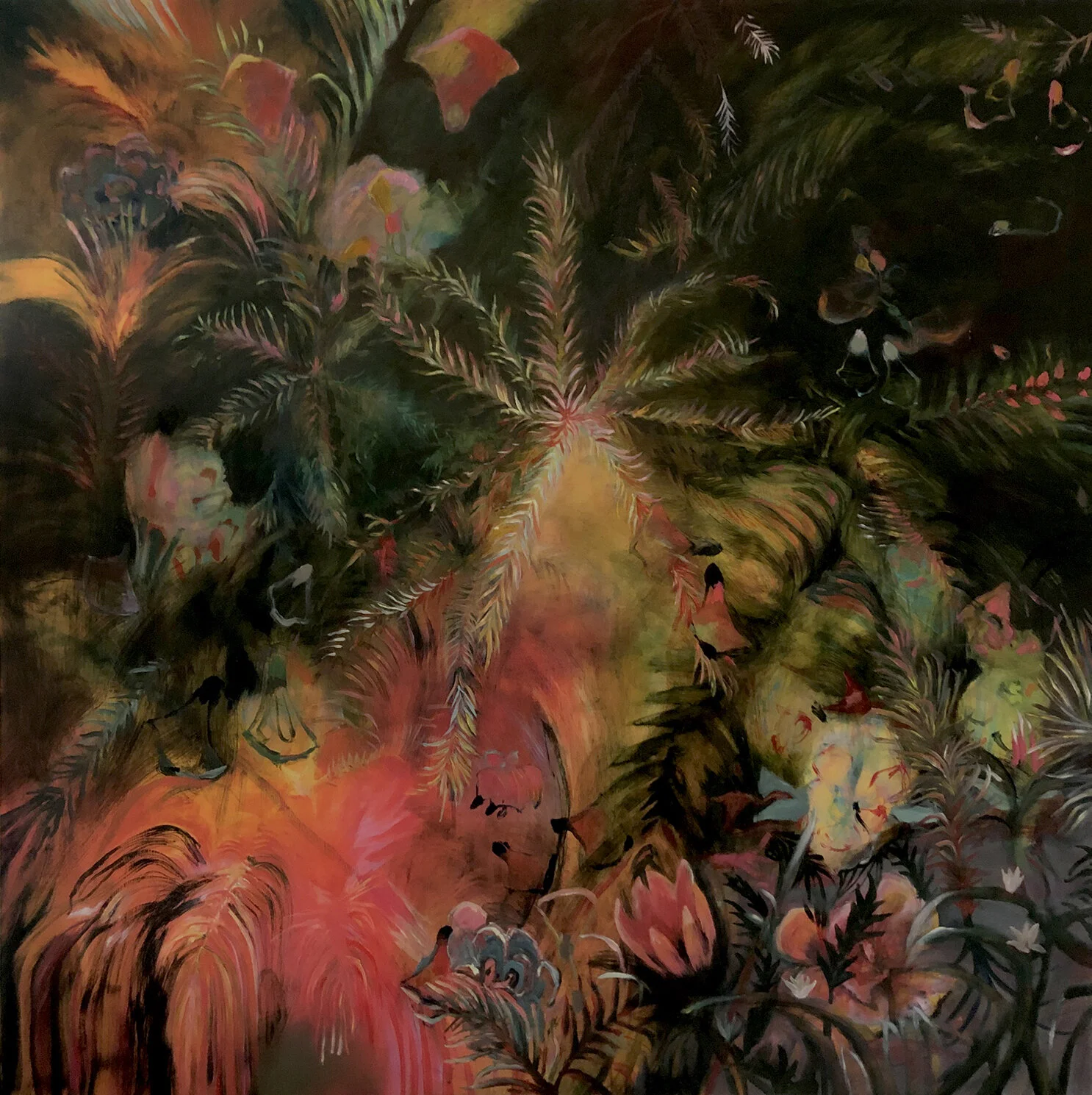 Earth at night, 2021, oil on wood panel, 36" x 36" 