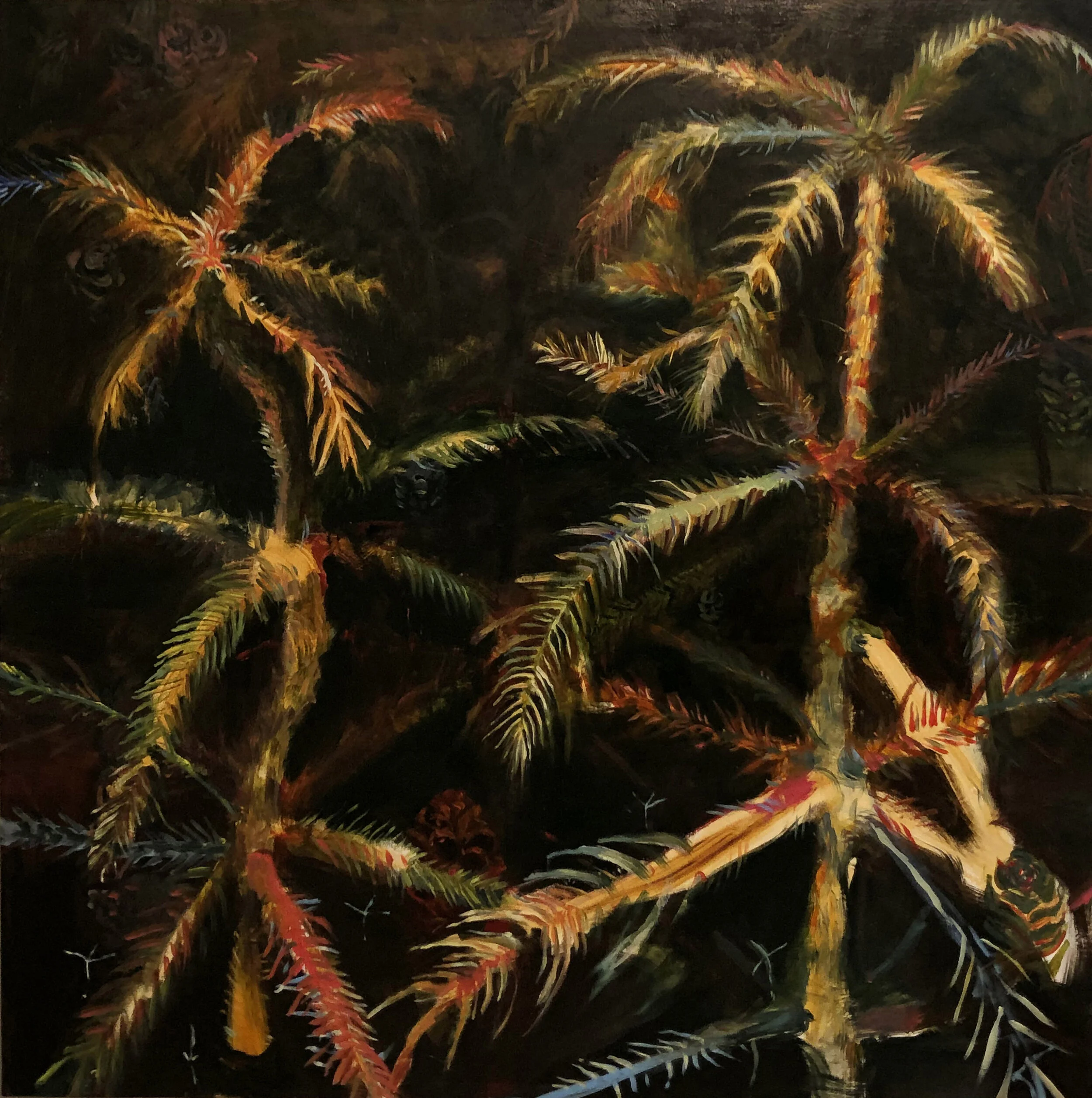 In night, 2021, oil on wood panel, 36" x 36" 