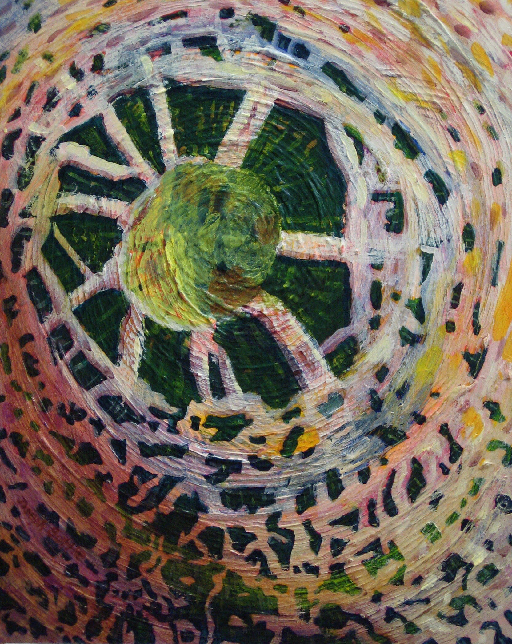This original painting by Joseph Suttle called "Belly Button of a Cantaloupe" shows an up close view of the portion of the cantaloupe where the stem was attached.