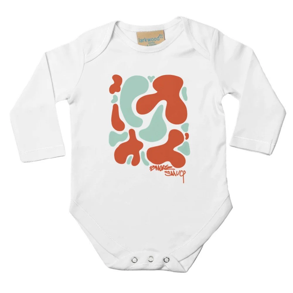 Baby - Blob Body Suit LS - Coral/Blue