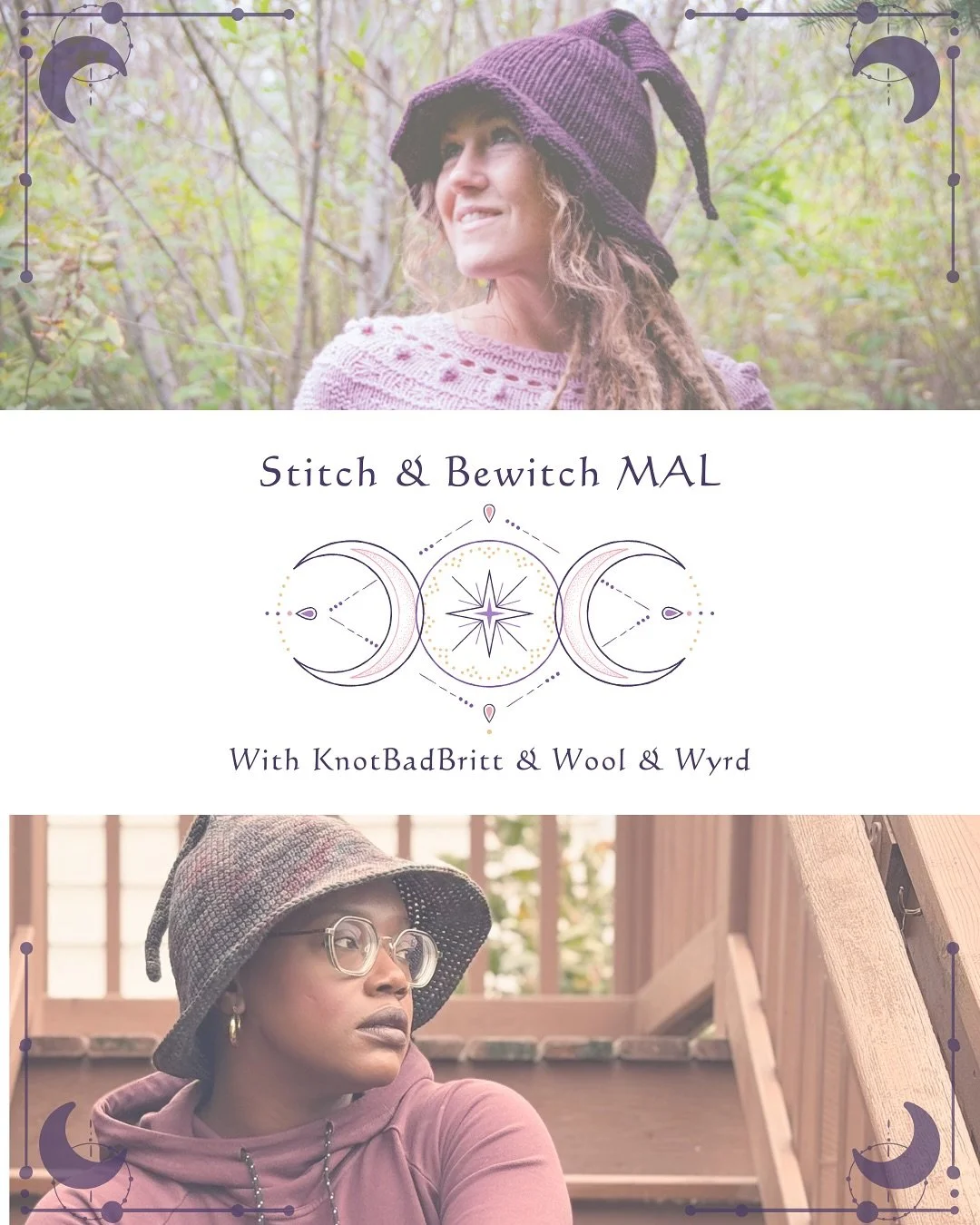 ✨ The Stitch &amp; Bewitch MAL is here! ✨

This October, @woolandwyrd and I are making fall hats together &mdash; and you&rsquo;re invited. Whether you:
🪢 Crochet the City Witch Hat or
🧶 Knit the Salem Slouch

&hellip;you&rsquo;ll be part of a mont