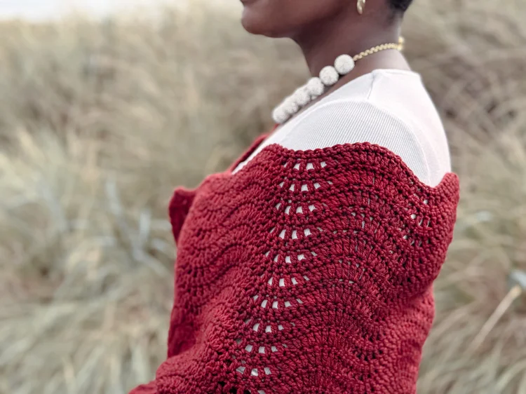 PLUS CREW NECK SHORT SLEEVE CROCHET KNIT PULLOVER main image 0
