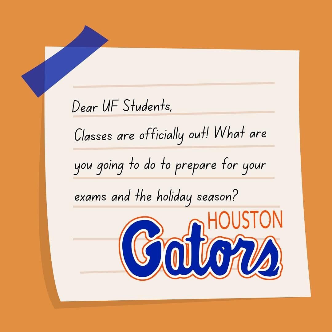 Classes are officially out! Leave some studying advice to help our undergrad Gators ace their finals!
◙
◙
◙
#houston #universityofflorida #uf #houstongators