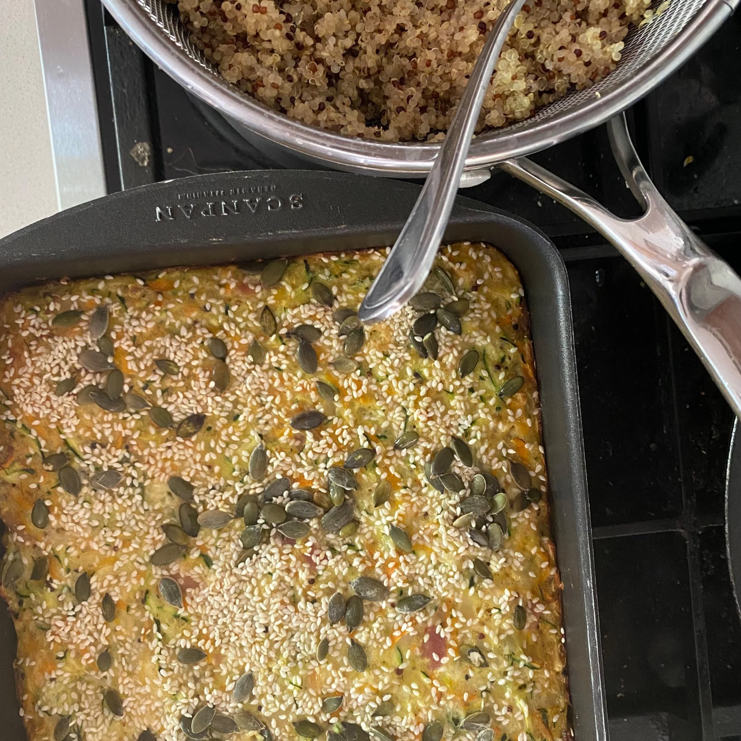 zucchini and quinoa slice. — nurture the seed