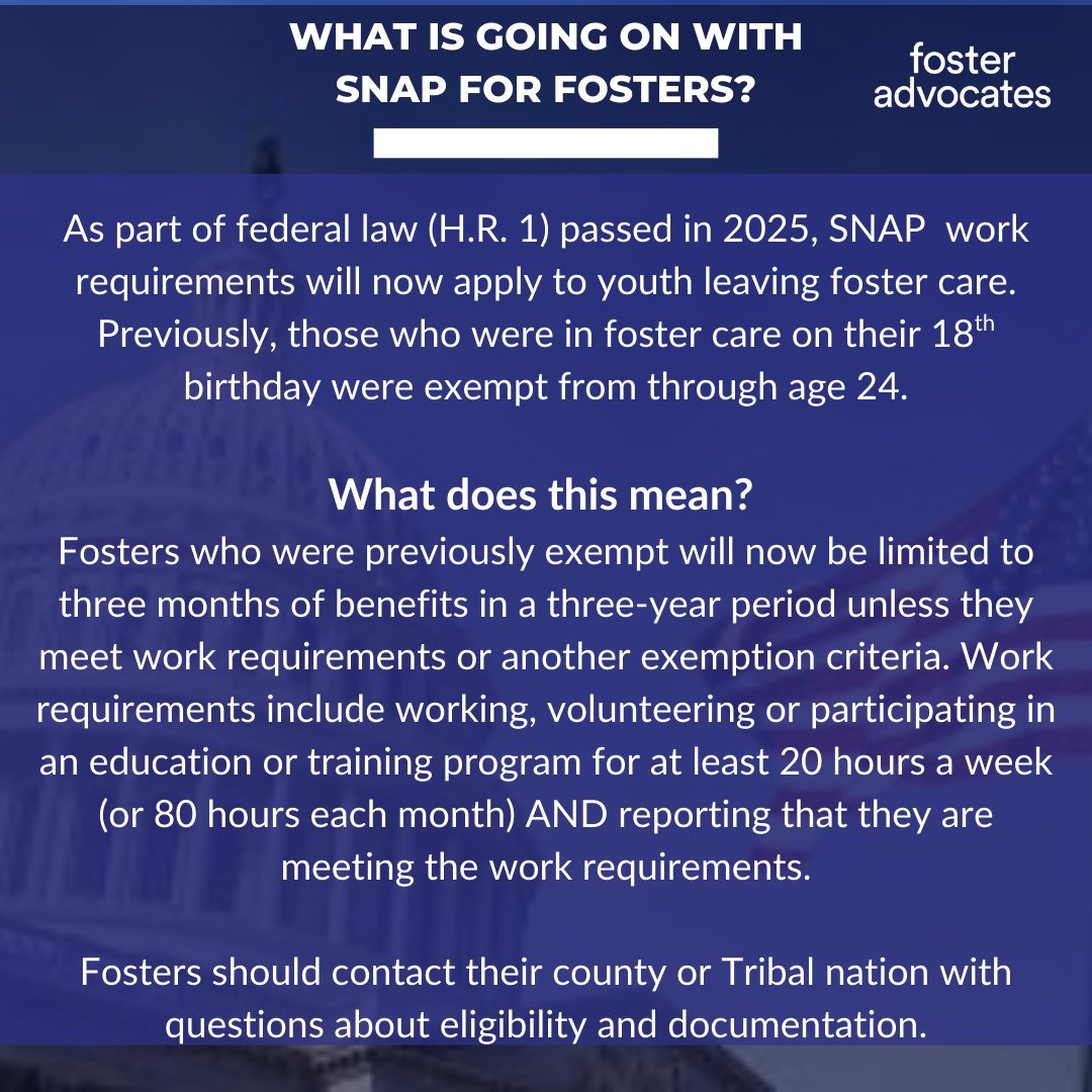 If the federal shutdown is over, why are my SNAP benefits are still impacted?

For some Minnesotan Fosters, SNAP benefits weren't renewed in November due to federal law (H.R.1) changes that removed exemptions for youth leaving foster care. Previously