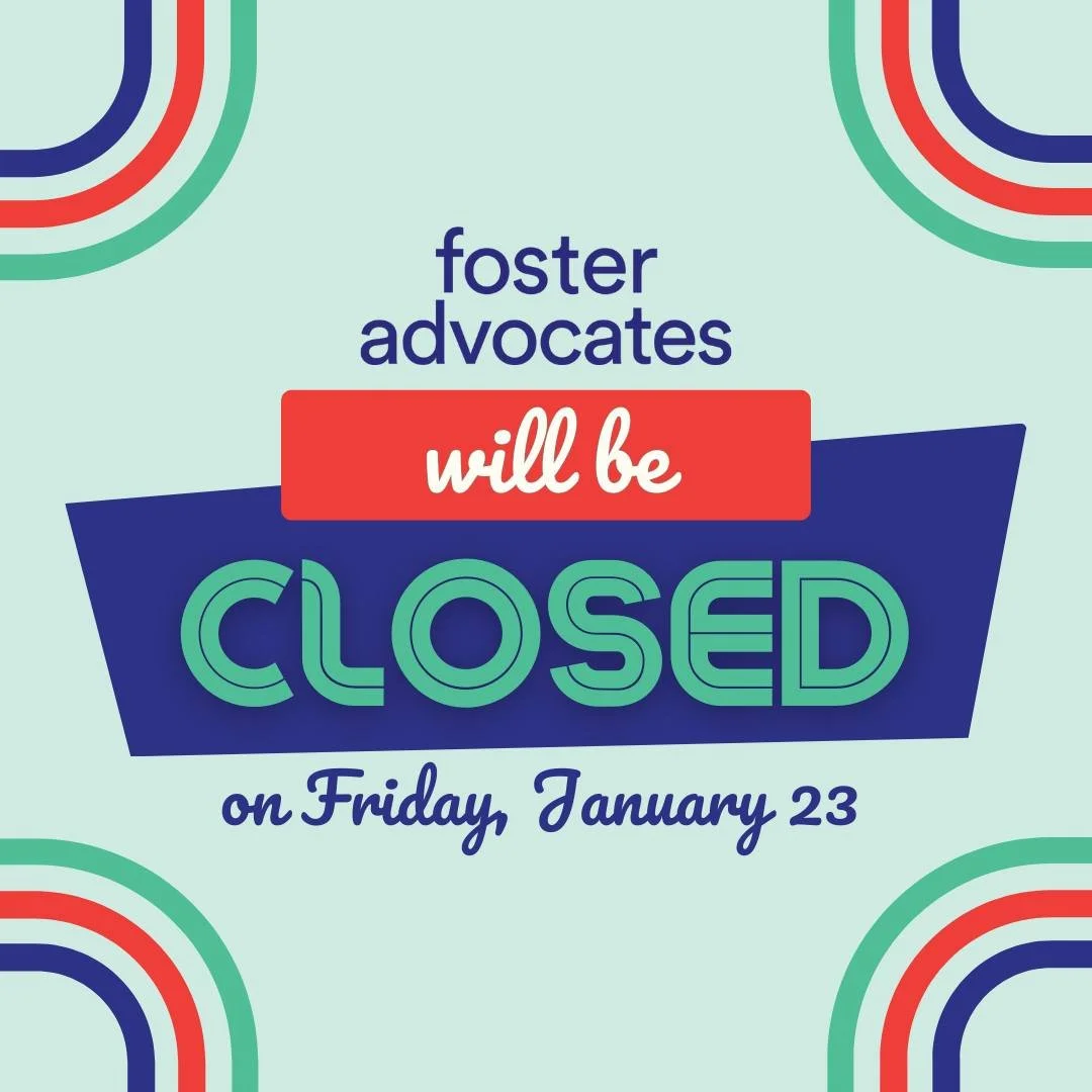 Day of Truth and Freedom. Friday, January 23, Foster Advocates will be closed.

We stand in solidarity with our community. Safety, justice, and human dignity matter.

We'll be back Monday.

#FosterAdvocates #CommunityOverEverything