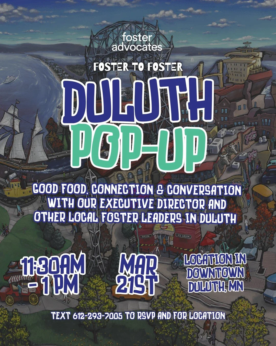 Duluth Fosters, this one&rsquo;s for you. 💙 We texted local Foster leaders in our network about tomorrow&rsquo;s Duluth Pop-Up, but in case we missed you, it&rsquo;s not too late to join us. Come through for good food, real talk, and connection with
