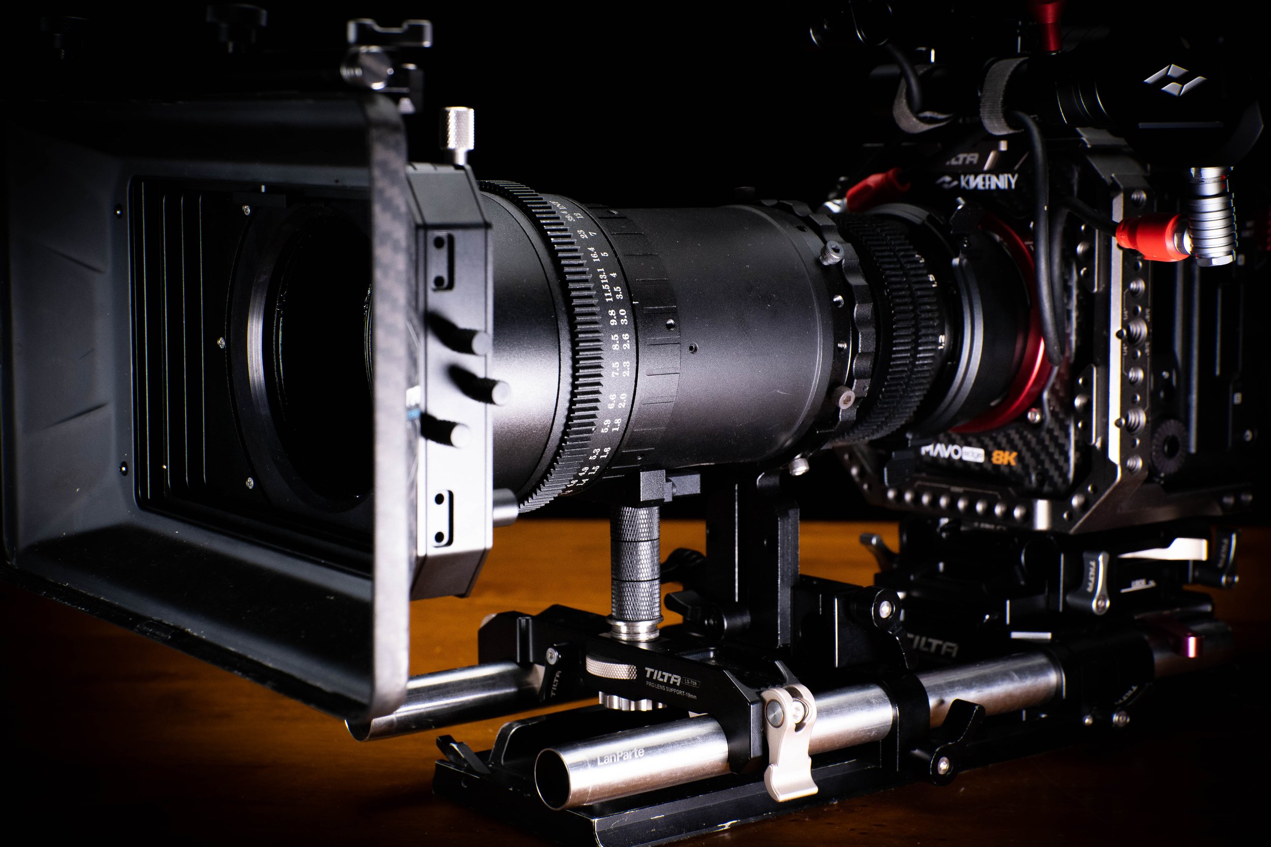 Dual lens support for 15mm and 19mm rods
