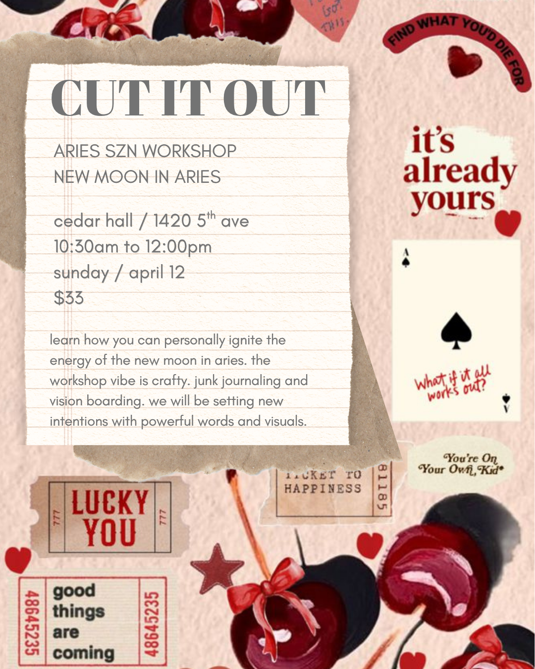 CUT IT OUT / New Moon in Aries Junk Journal Workshop