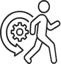 outline of a person walking forward with a gadget and arrow behind them signifying the importance of embodying the truth with Soul Journey Therapy & Coaching Services