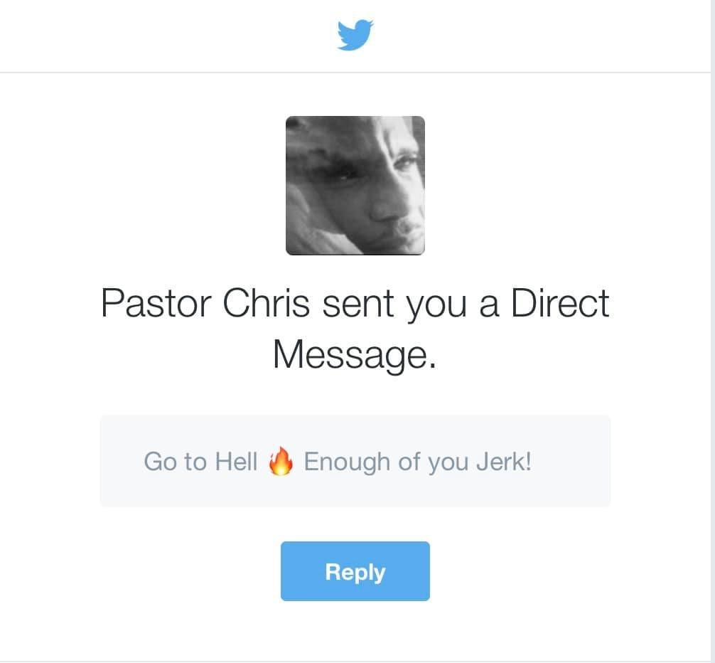 Back when Twitter was Twitter and Pastor Chris cared enough to respond to my questions. #christianlove