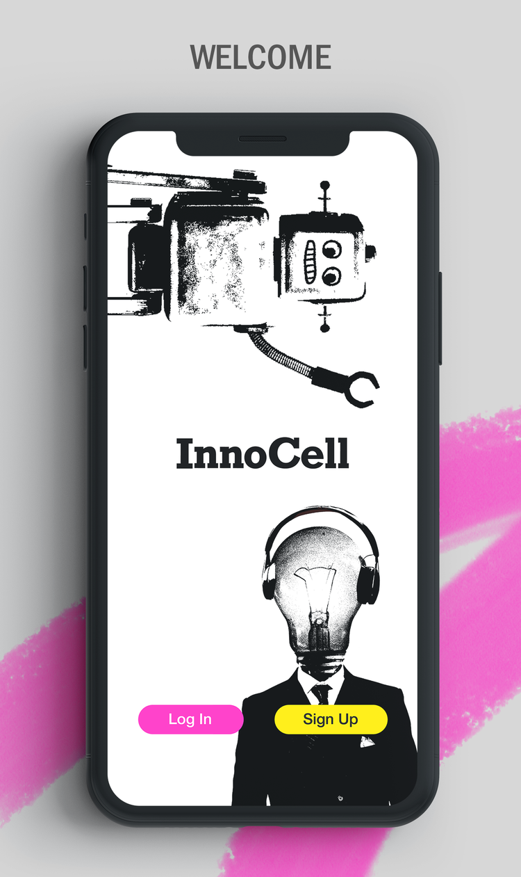 innocell app design welcom screen robot illustraion creative agency.png