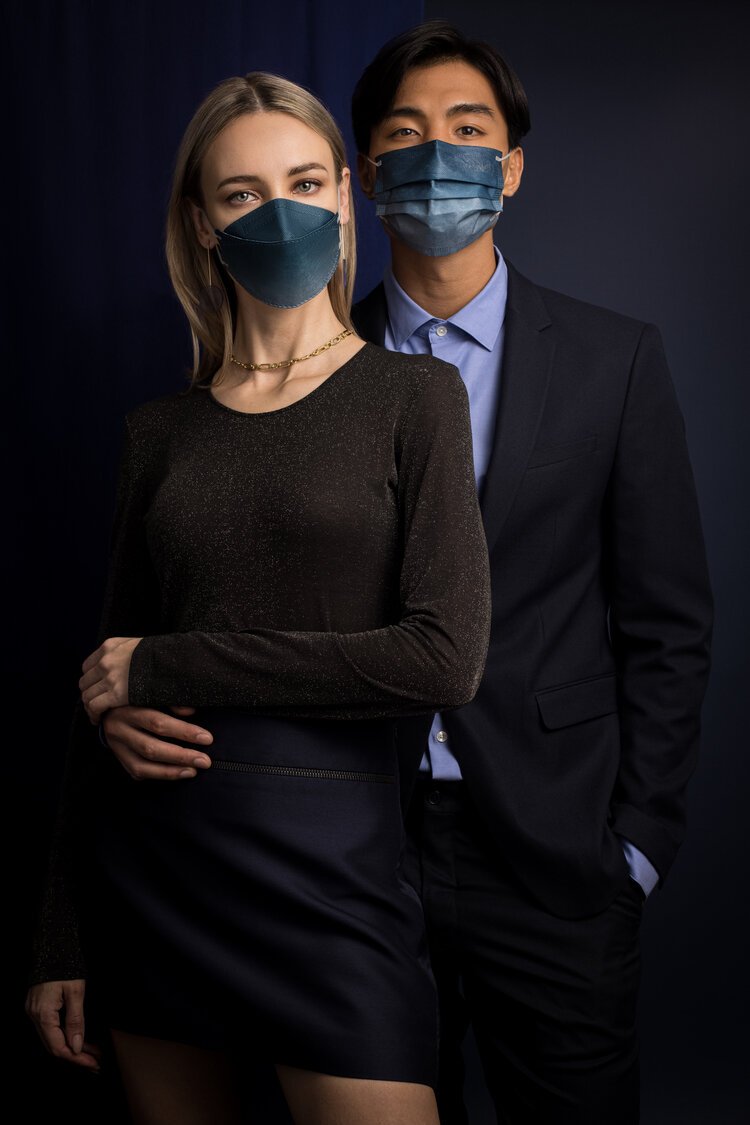 business couple elegant stylish evening attire face mask photography hong kong.jpg
