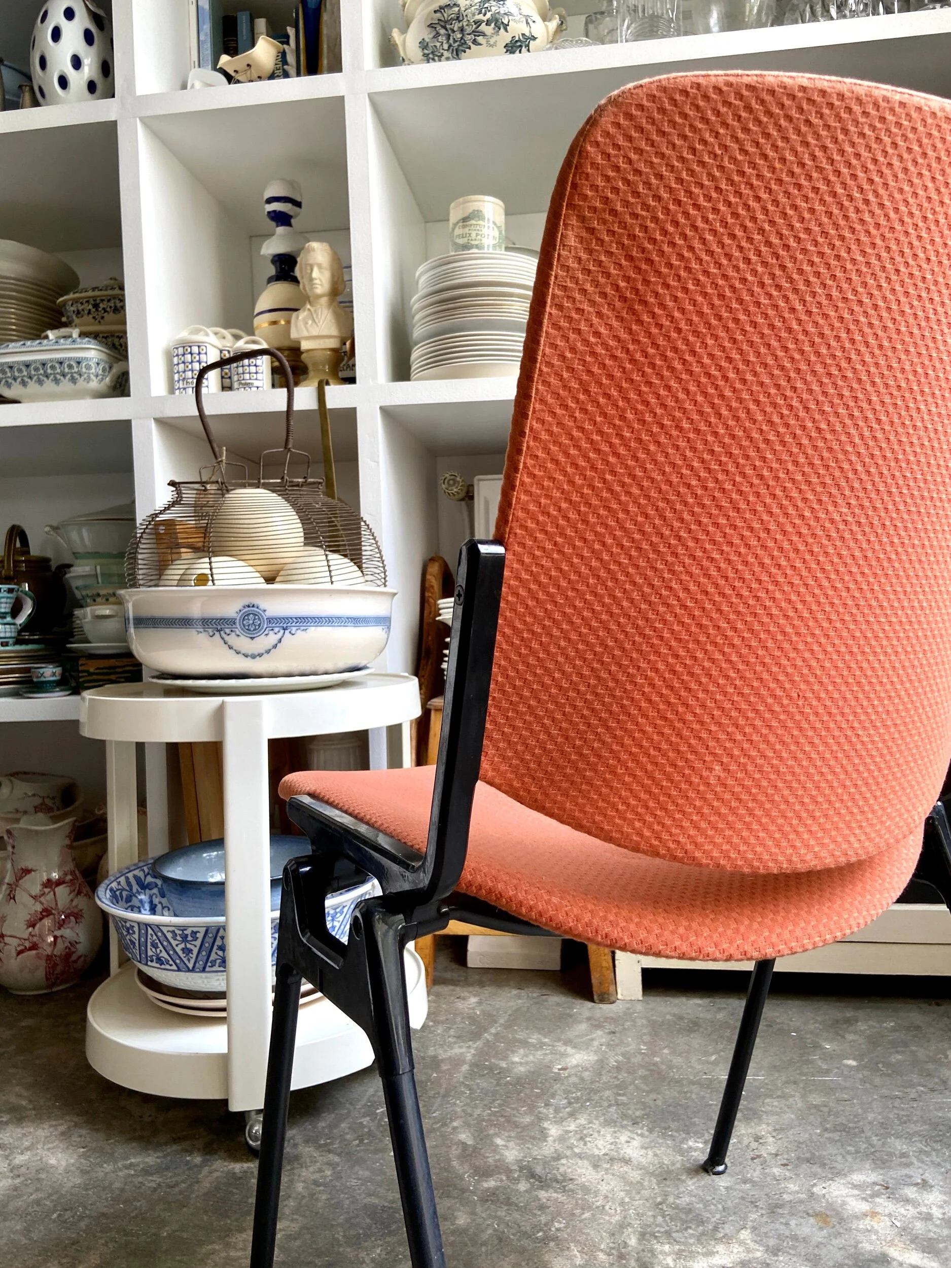 chaise-giancarlo-piretti-castelli-italie-coton-peche-metal-noir-assise-vintage-axs-design-paris-france