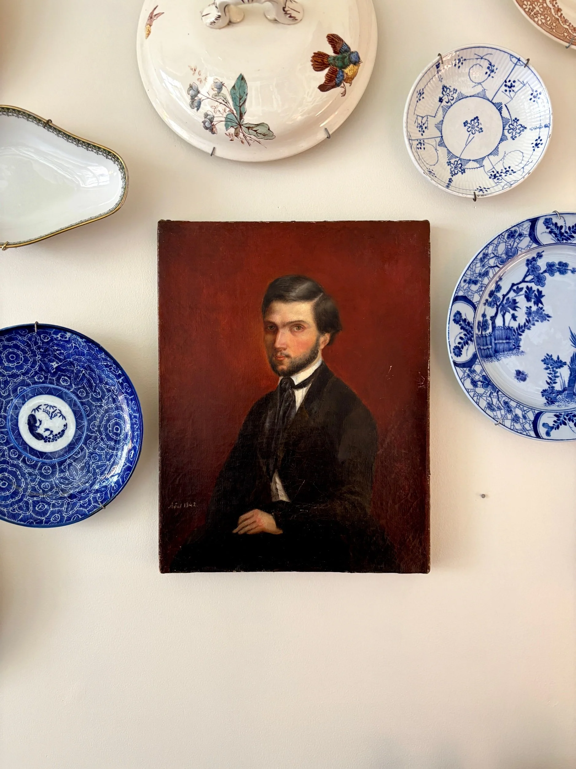 portrait-huile-toile-1842-art-vintage-antique-decoration-axs-design-paris-france