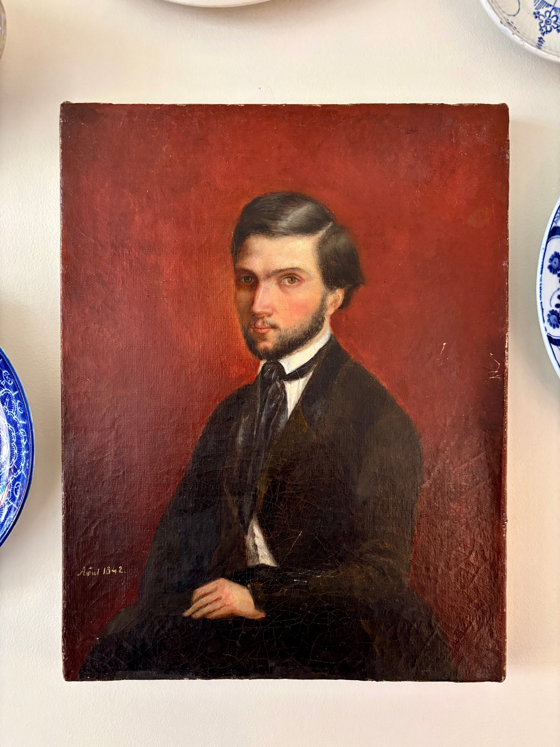 portrait-huile-toile-1842-art-vintage-antique-decoration-axs-design-paris-france