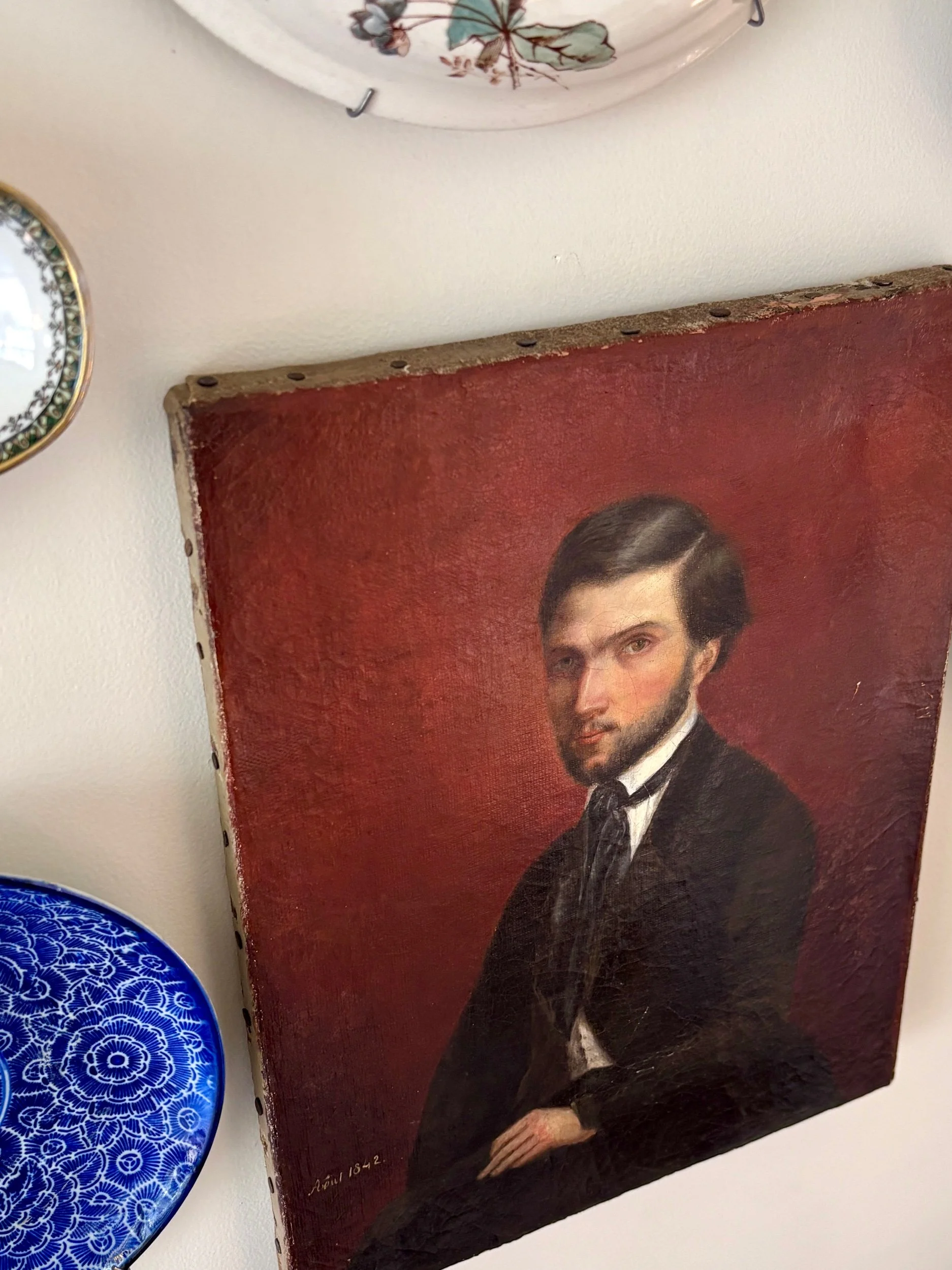 portrait-huile-toile-1842-art-vintage-antique-decoration-axs-design-paris-france