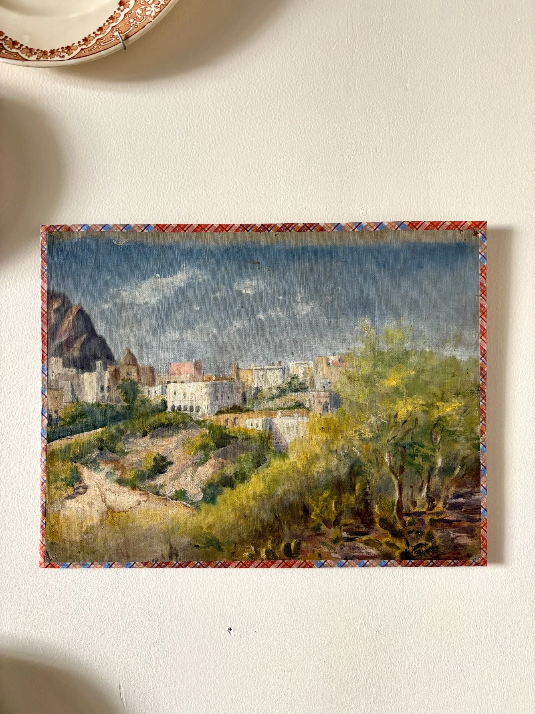 Peinture à l'huile sur toile "Village et forêt" n°9