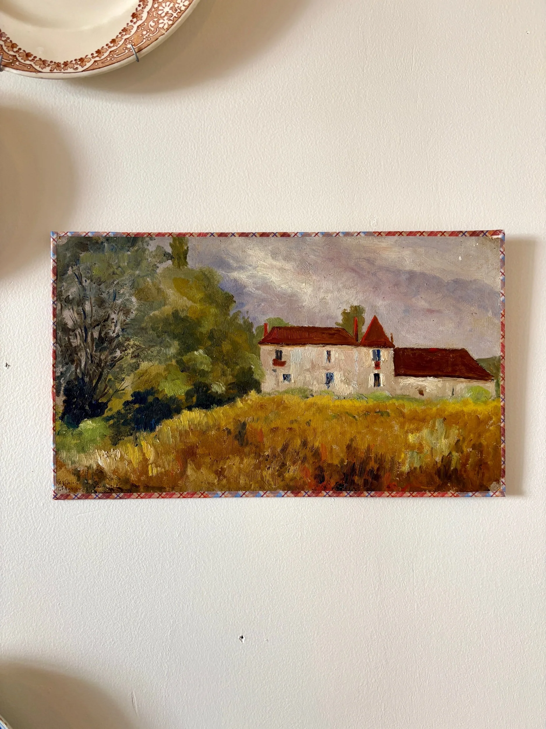 Peinture à l'huile sur toile "Maison et forêt" n°14