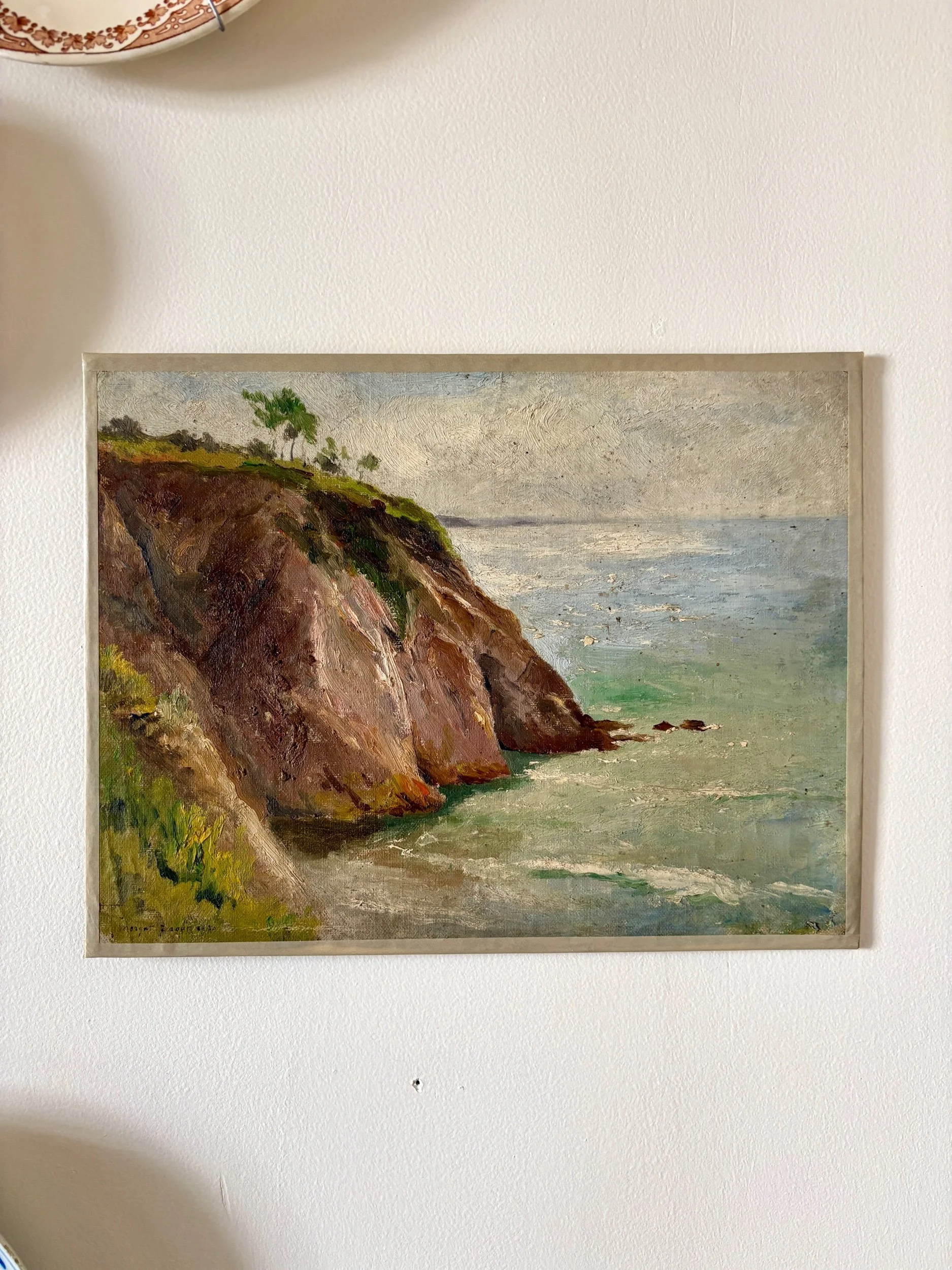 Peinture à l'huile sur toile "Falaise et mer" n°33