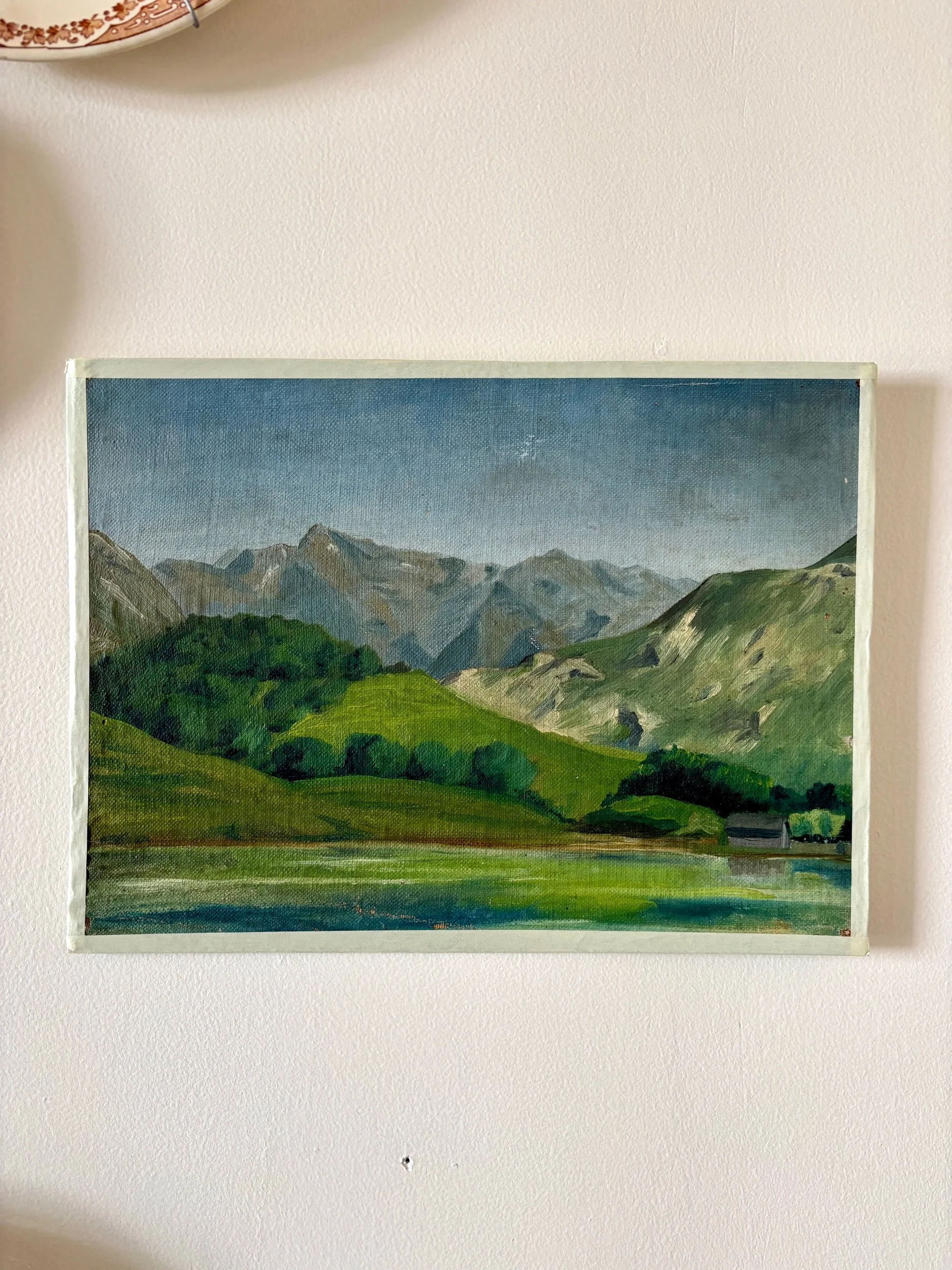 Peinture à l'huile sur toile "Montagne, forêt et rivière" n°52