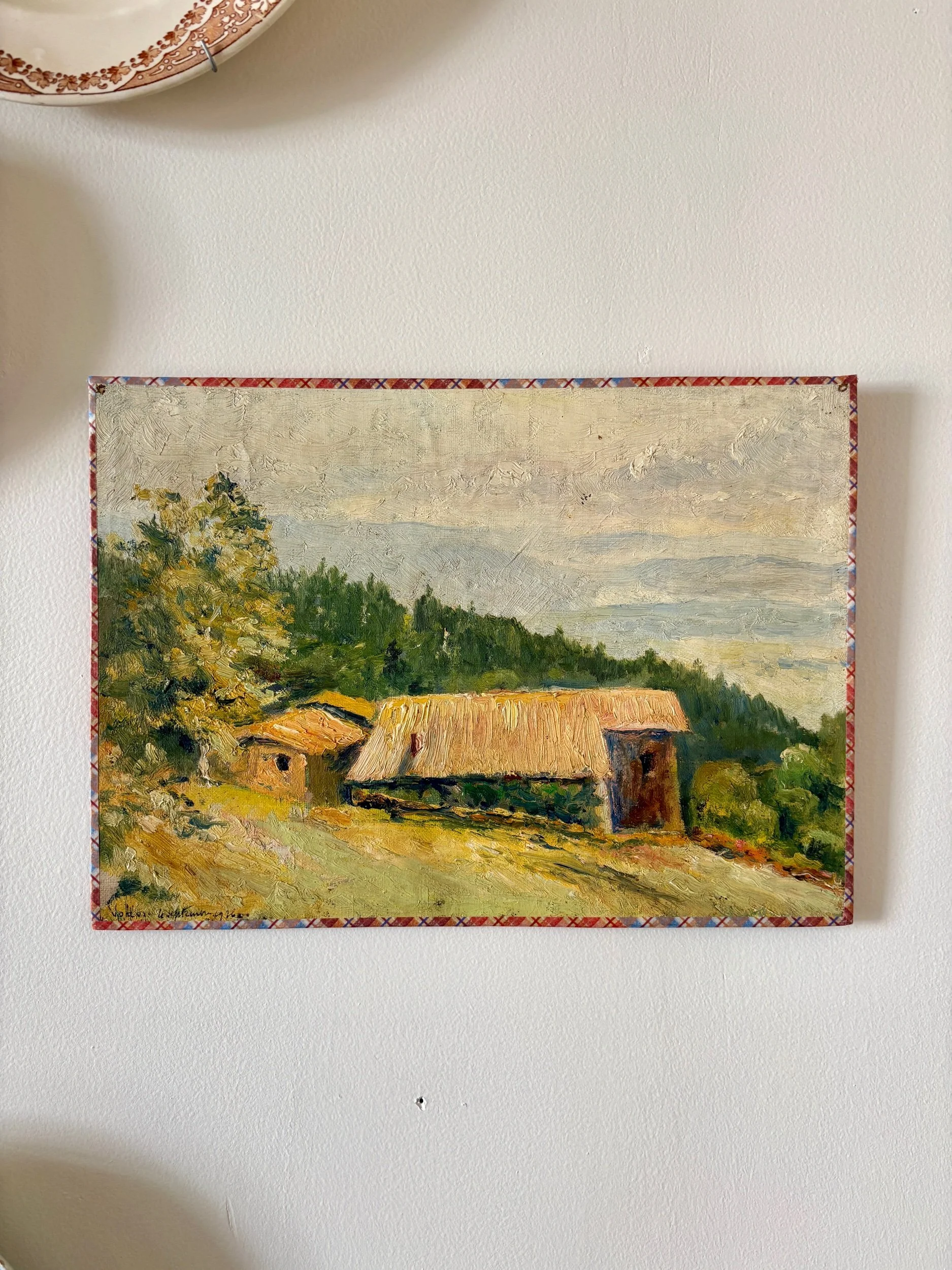 Peinture à l'huile sur toile "Maison et forêt" n°7
