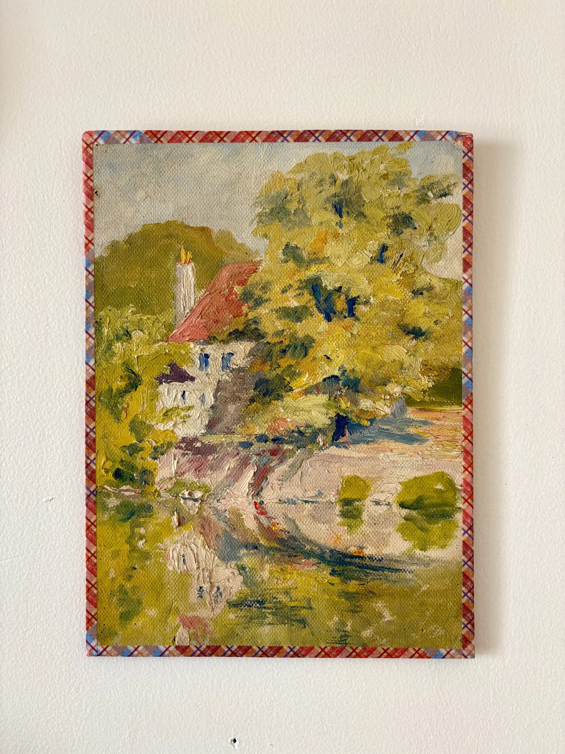 Peinture à l'huile sur toile "Maison et forêt" n°18