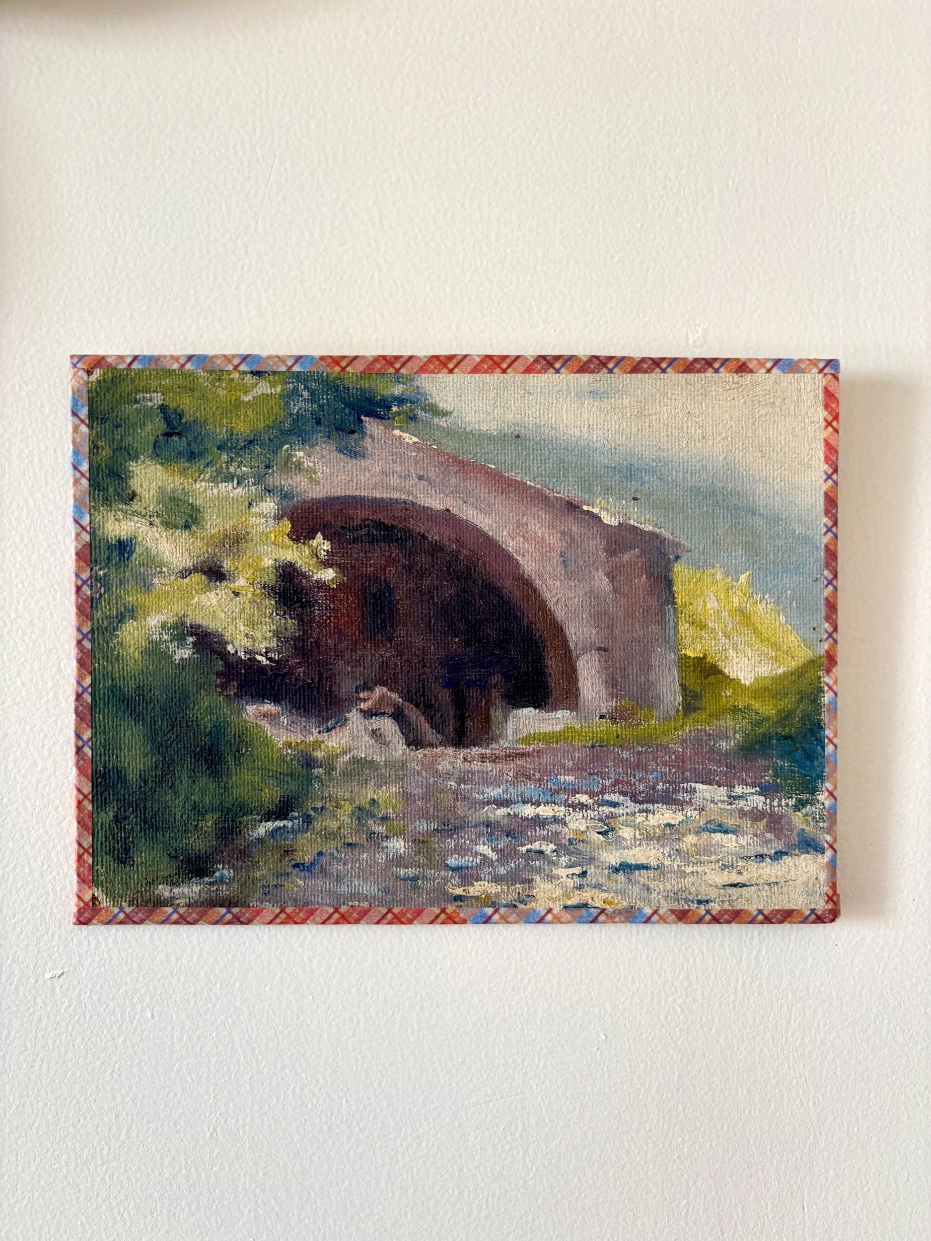 Peinture à l'huile sur toile "Maison et forêt" n°12