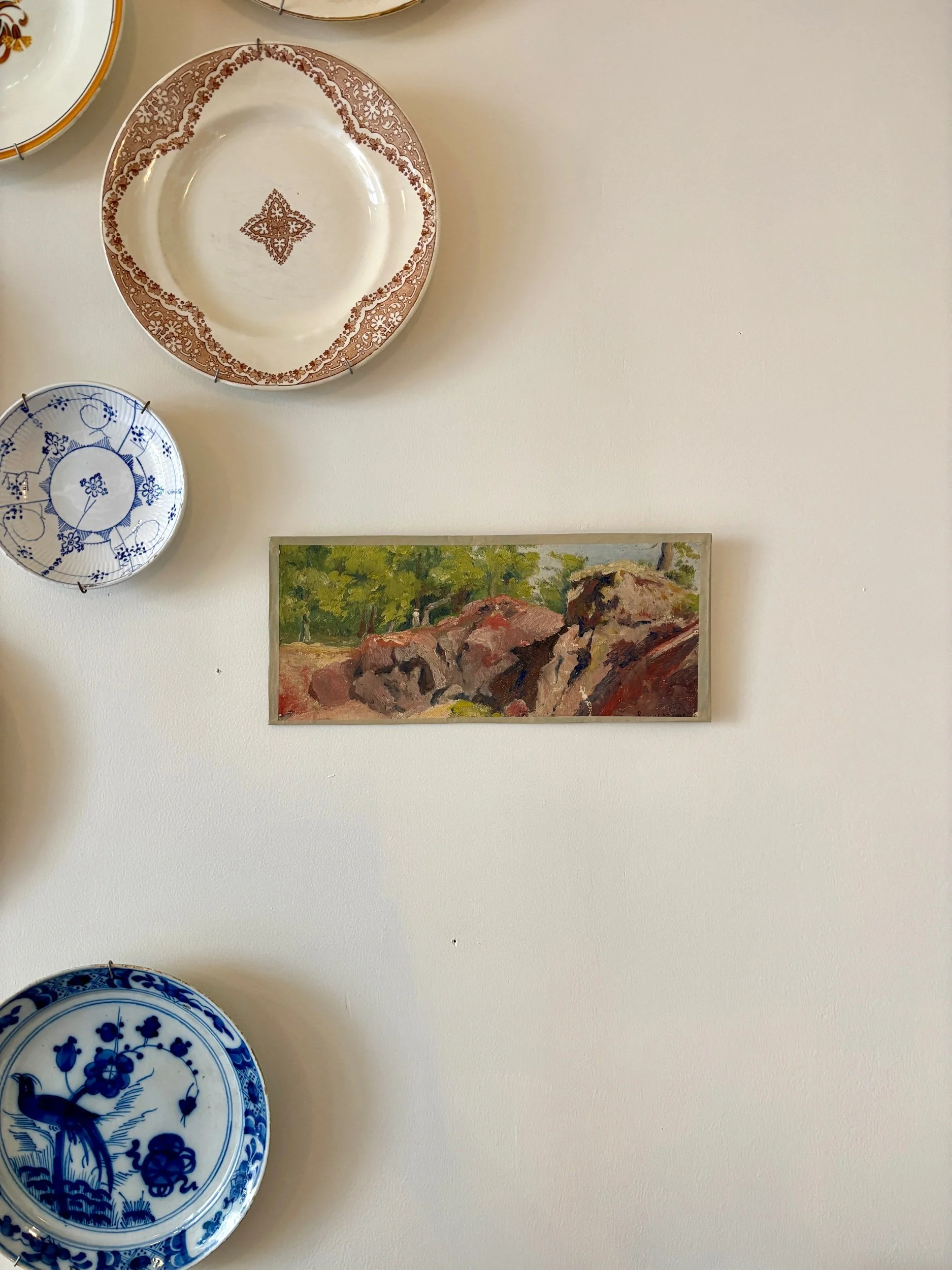 peinture-huile-toile-foret-montagne-personnages-decoration-art-vintage-axs-design-paris-france