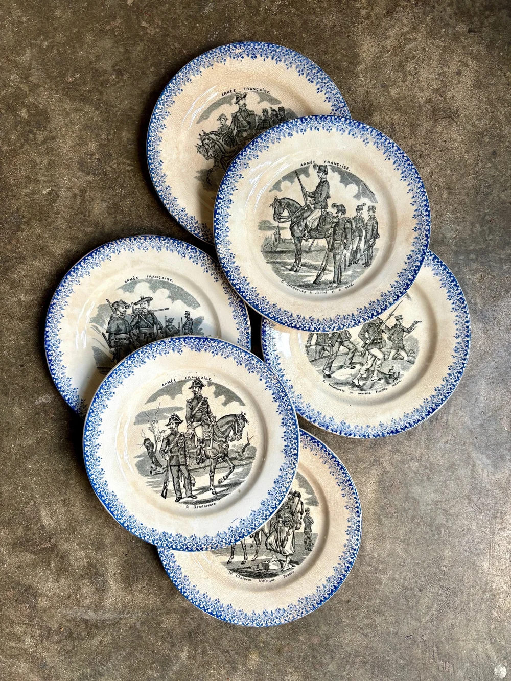 6 Assiettes à Dessert En Porcelaine - Décor Independence Hall 1776, Motif Historique Américain