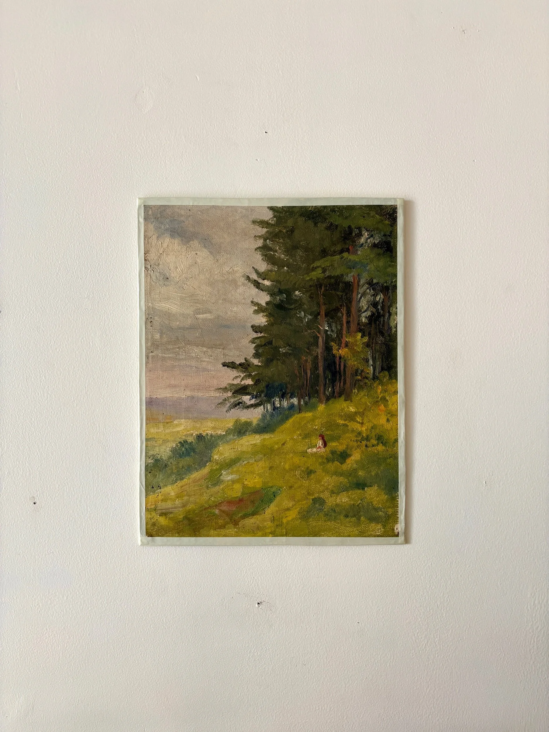 Peinture à l'huile sur toile "Forêt et personnage" n°56