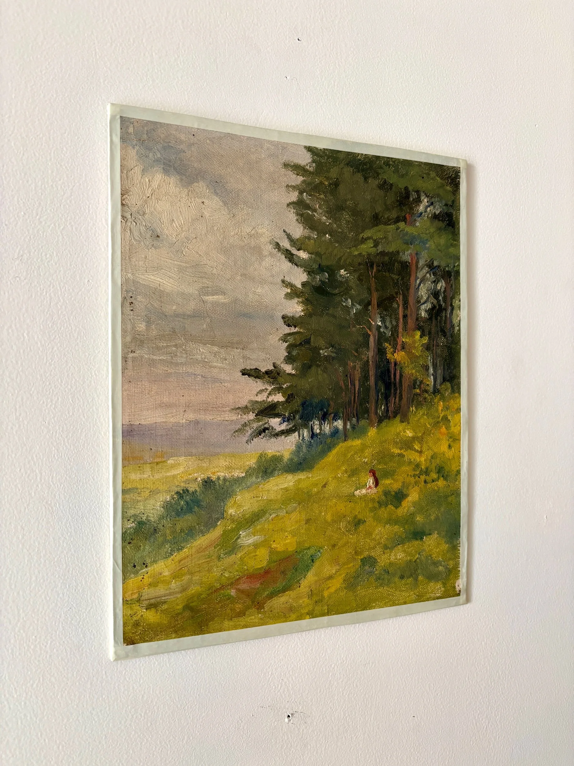 peinture-huile-toile-foret-personnage-art-decoration-vintage-axs-design-paris-france