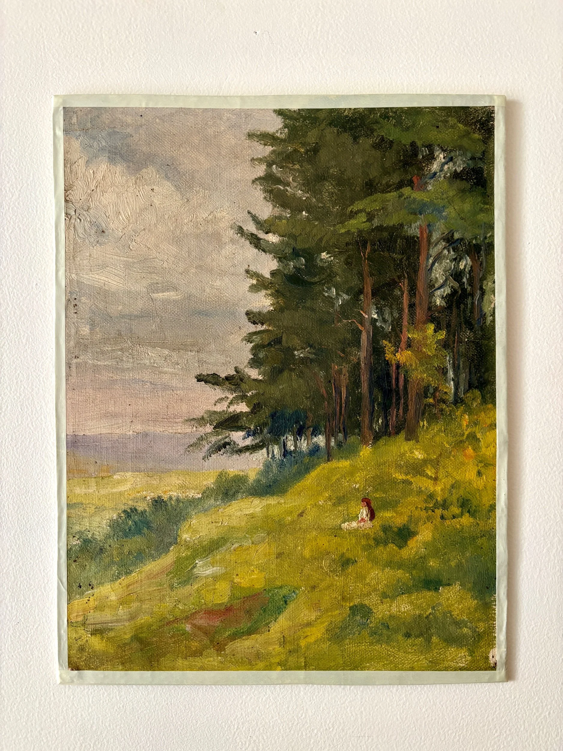 peinture-huile-toile-foret-personnage-art-decoration-vintage-axs-design-paris-france