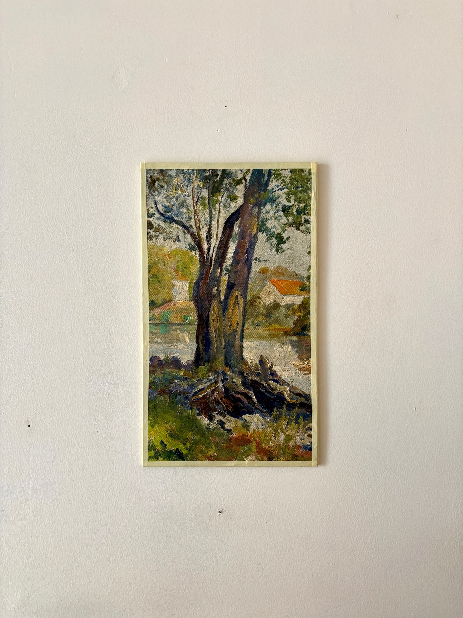 peinture-huile-toile-arbre-riviere-maisons-art-decoration-vintage-axs-design-paris-france