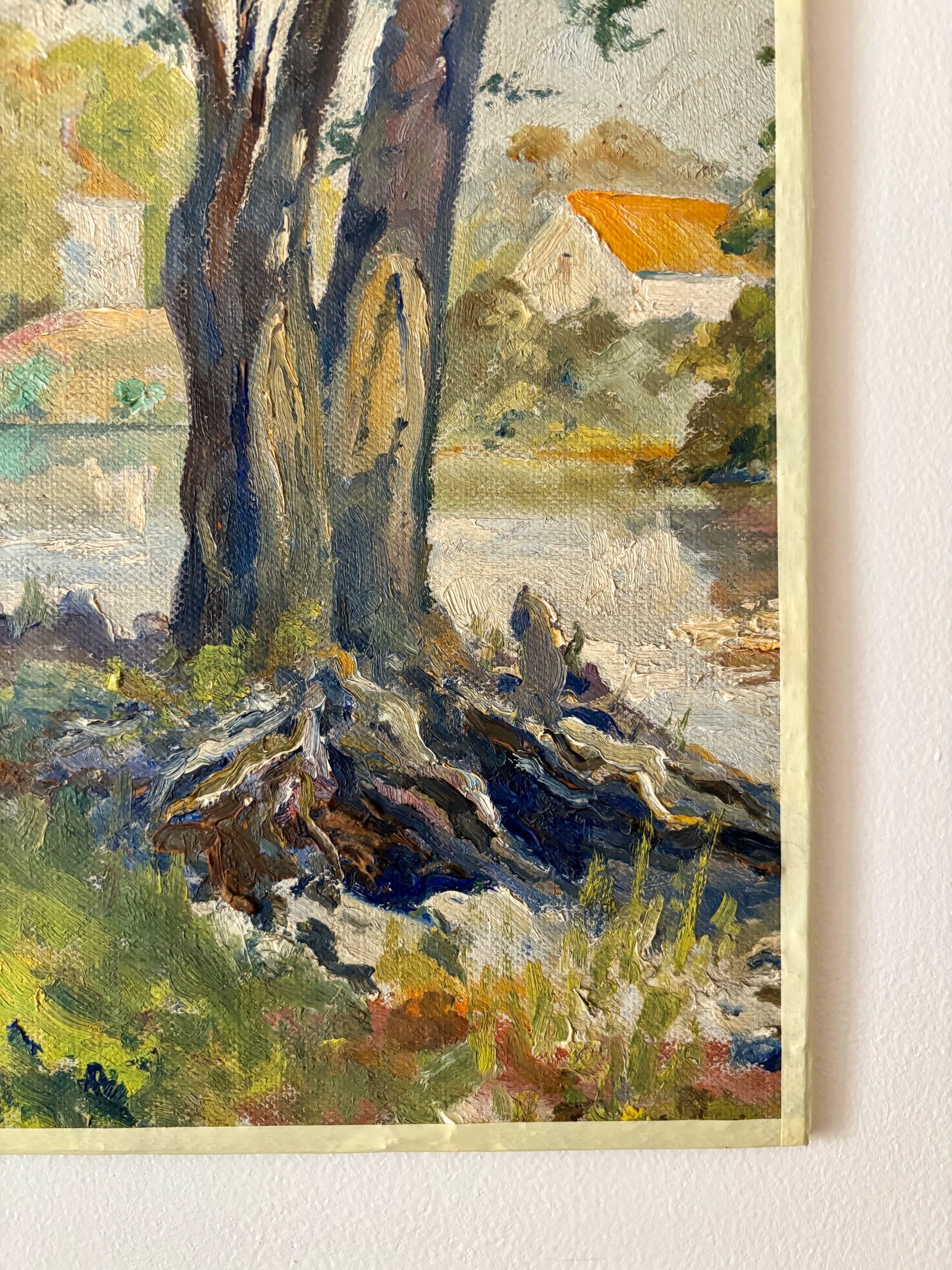 peinture-huile-toile-arbre-riviere-maisons-art-decoration-vintage-axs-design-paris-france