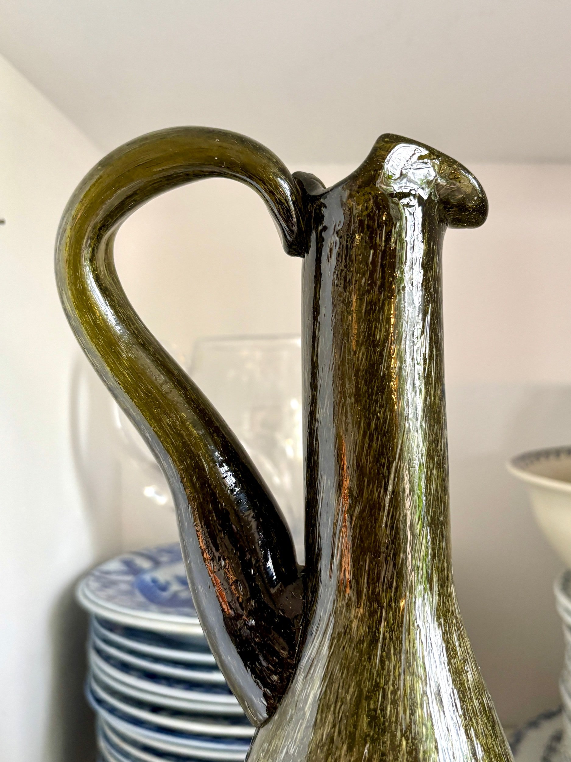 pichet-8-verres-verre-souffle-bulle-vert-decoration-vaisselle-vintage-axs-design-paris-france