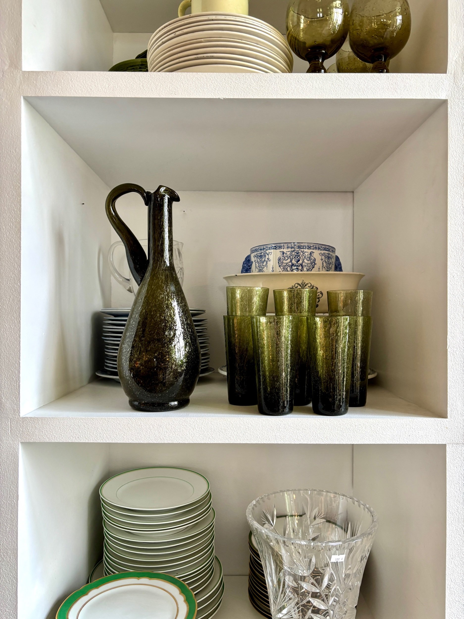 pichet-8-verres-verre-souffle-bulle-vert-decoration-vaisselle-vintage-axs-design-paris-france